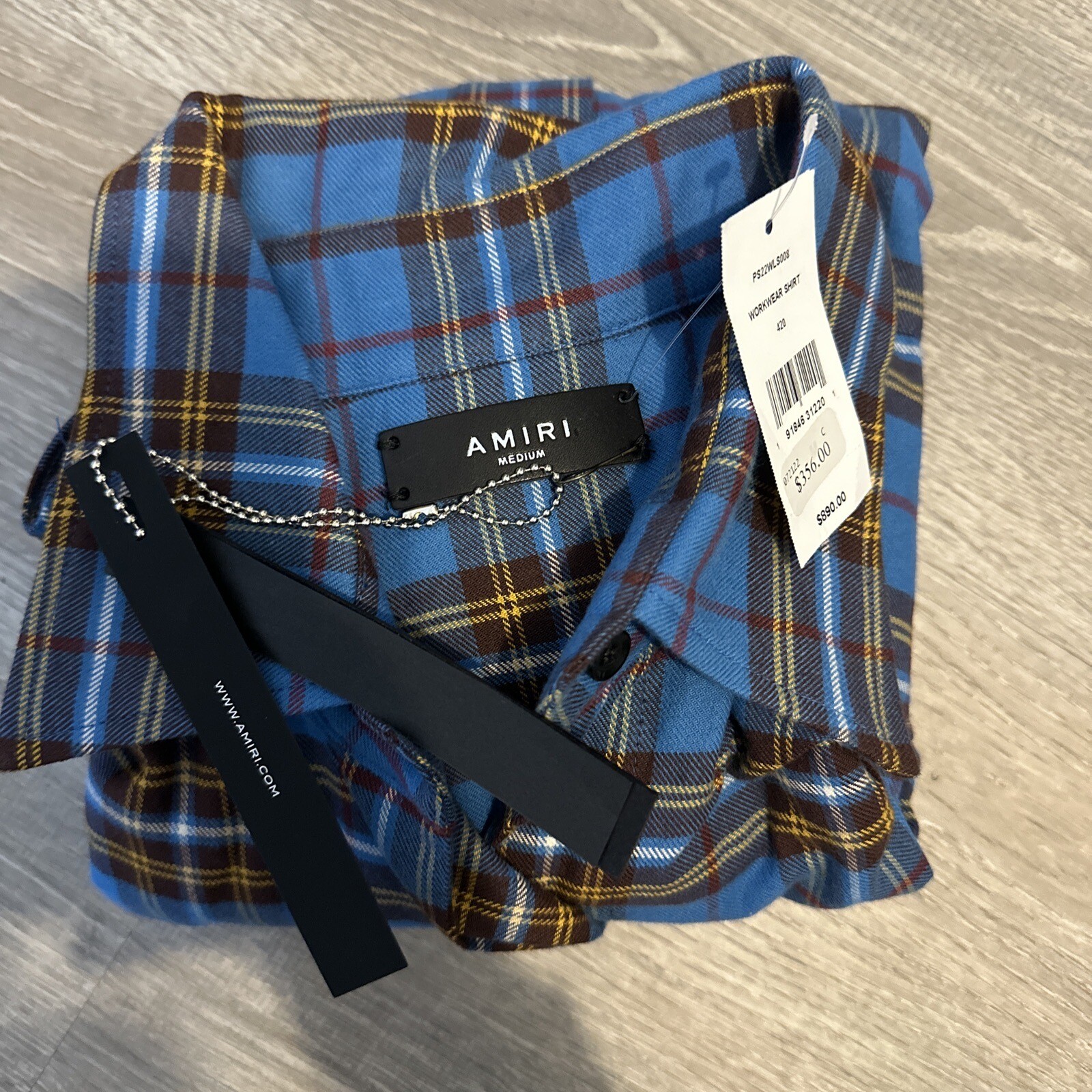 Amiri Workwear Plaid Shirt ‘Blue’ Sz M – PS22WLS008 420 BLUE – $890