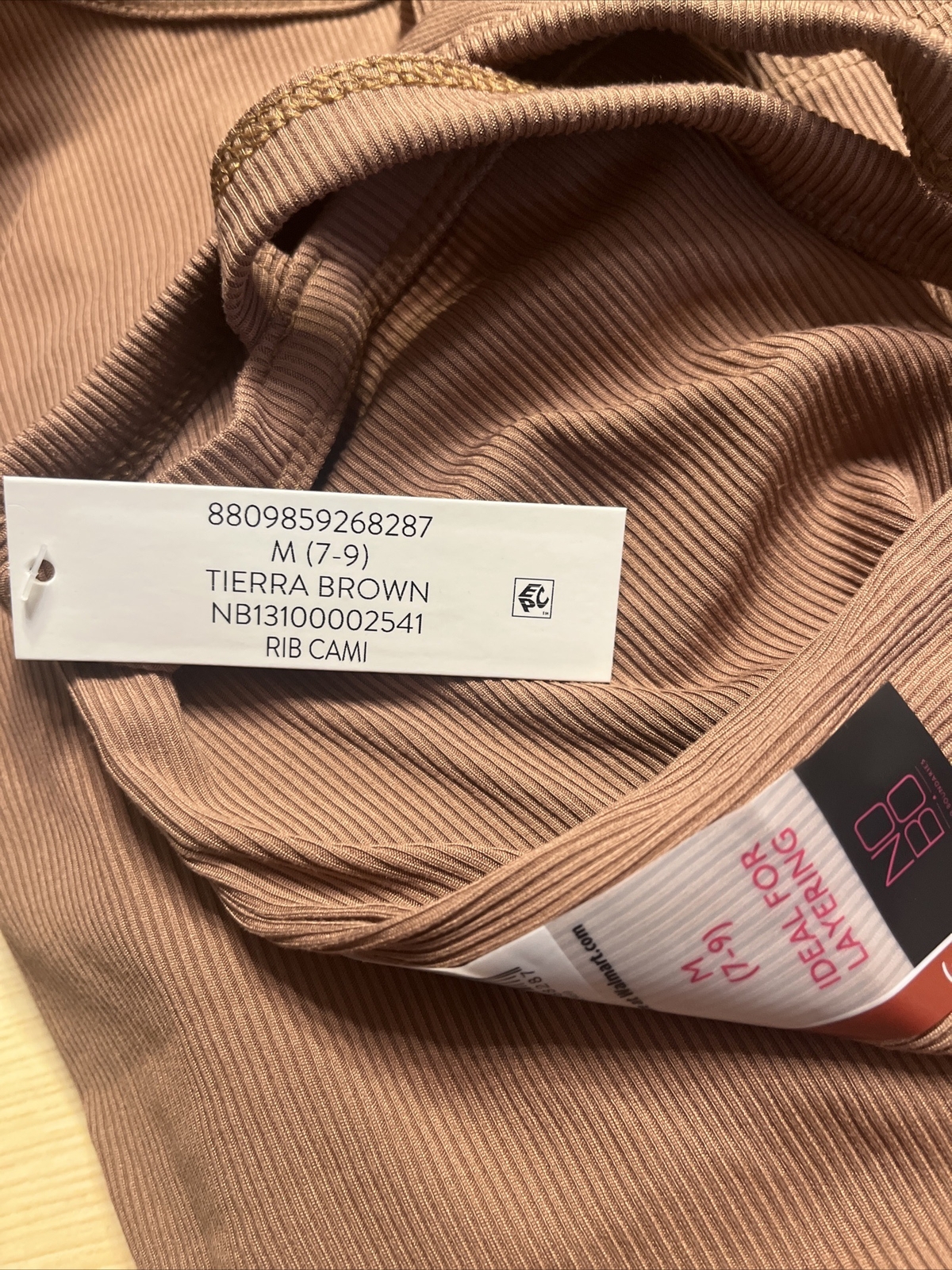 No Boundaries Rib Cami Tierra Brown Tank Too Woman M