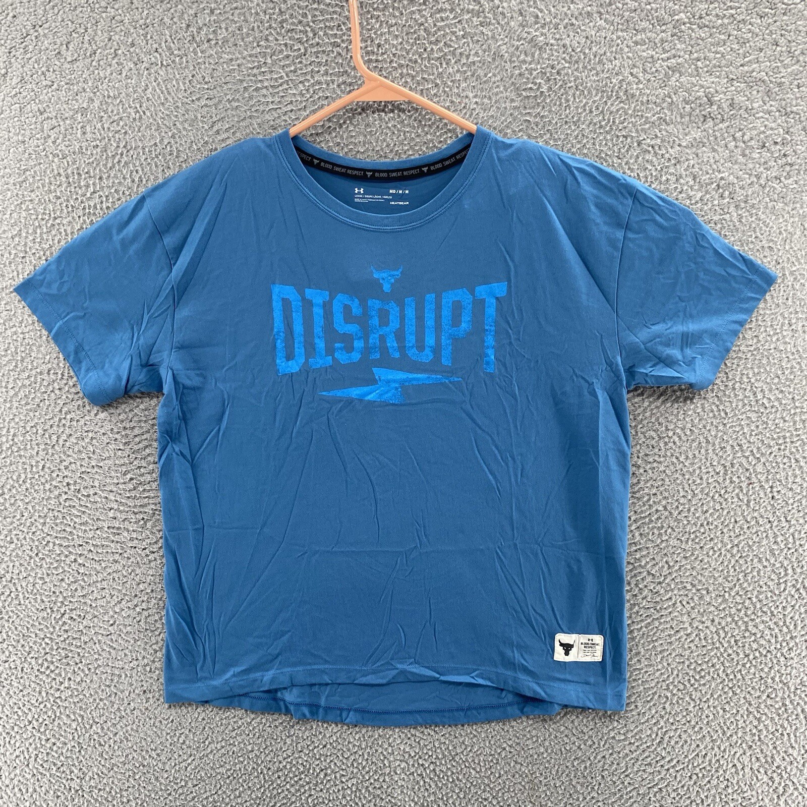 Under Armour T Shirt Women Medium Blue Project Rock Dwayne Sport Gym Workout