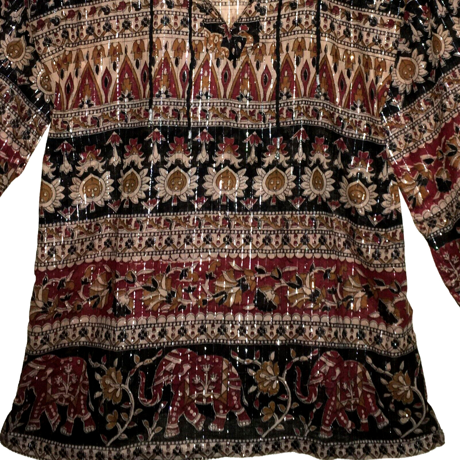 Indian Ethnic Cotton Lurex Floral Top Blouse For Women tunic Shirt Retro Boho