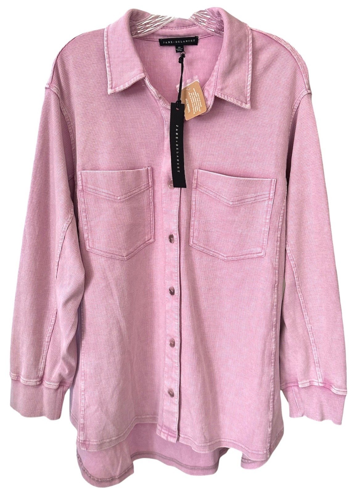 Jane & Delancey Women’s Button Down Shirt Top Garment Dye Plus Size 2X Pink