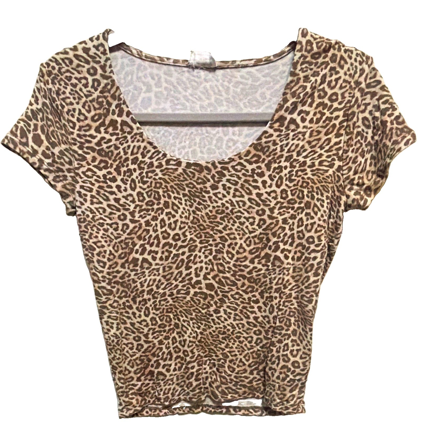 Cotton On Women’s M Regular Beige/Brown Animal Print Scoop Neck Short Sleeve Tee