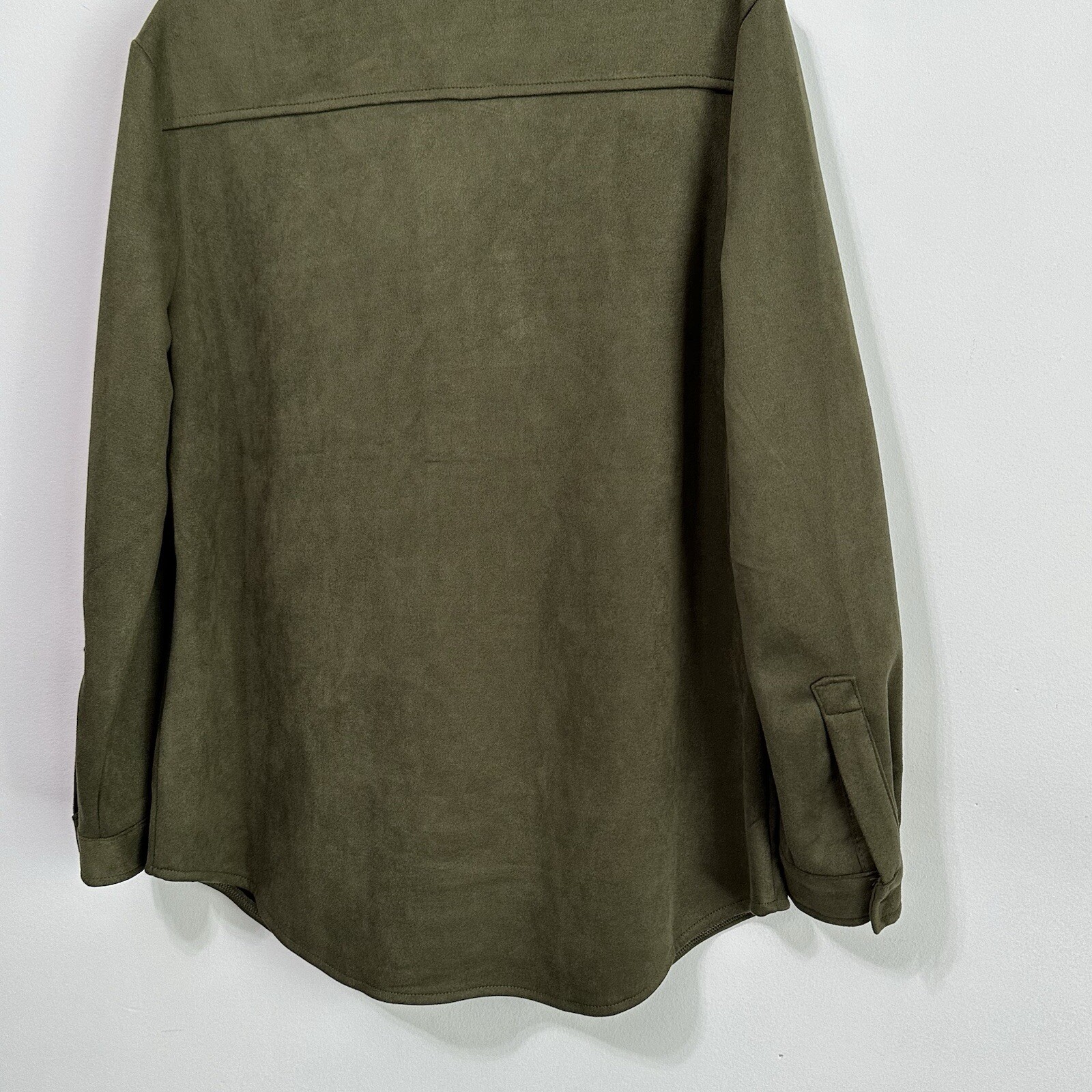 Ninety Clothing Company Snap Front Shirt Olive Small Shacket Soft Pockets NEW