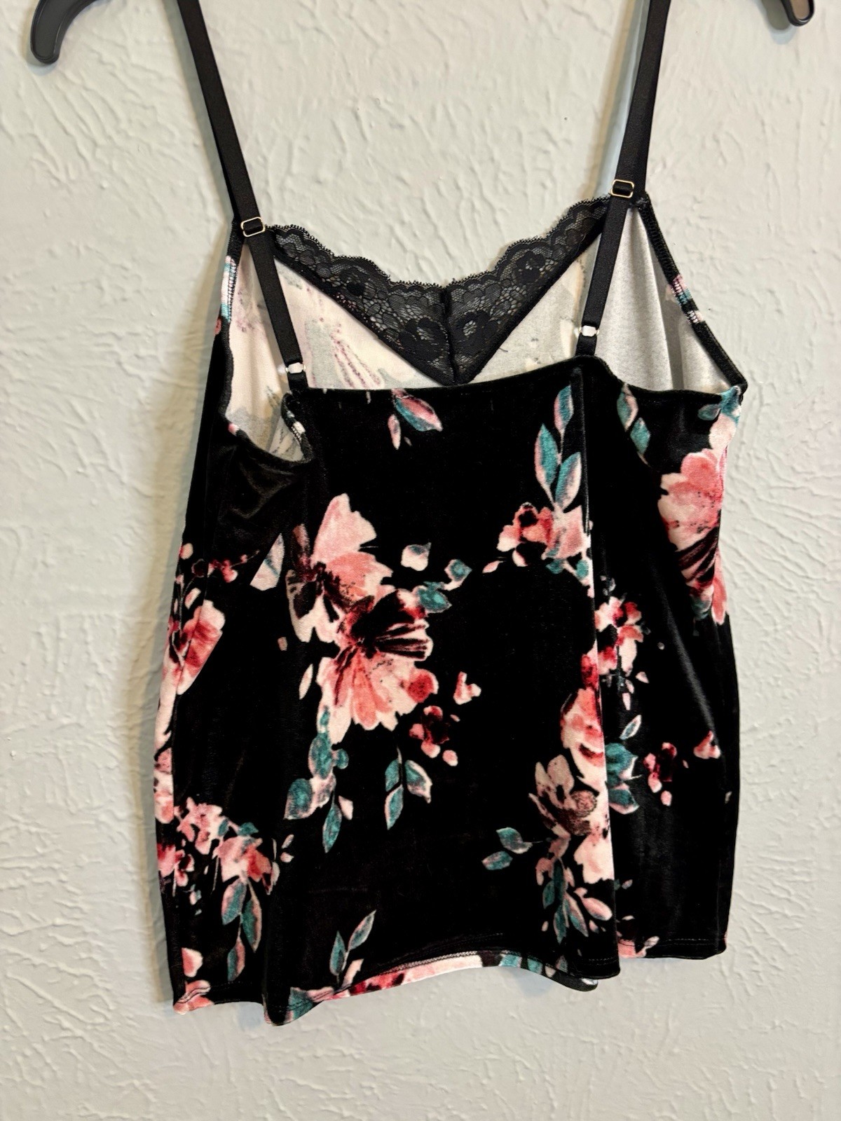 INC Floral Velvet Lace Trim Cami Tank Top NWT Size S Y2k Romantic Festival Top