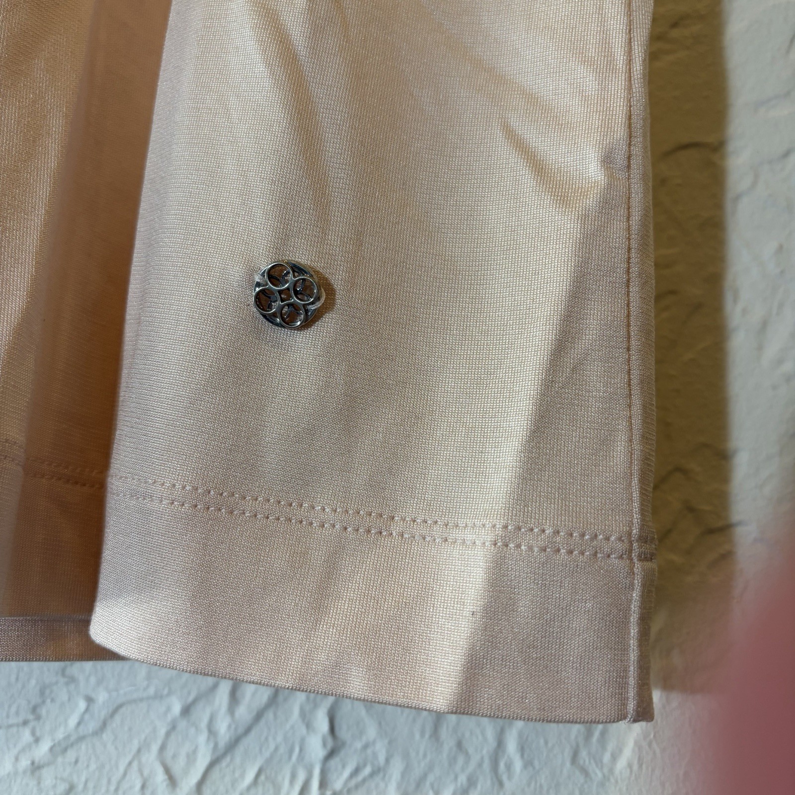 Rena Lange 90% Silk 10% Elastane Blush Pink Short Sleeve Knit Top XL Germany