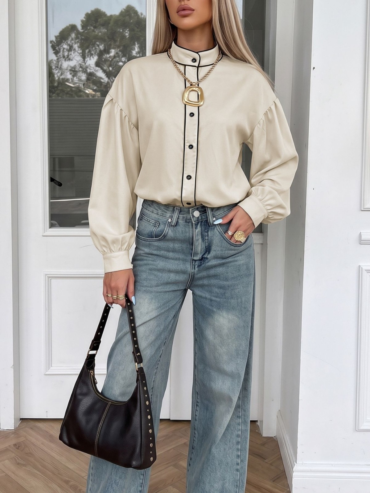 Women’s Contrast Trim Long Sleeve Shirt