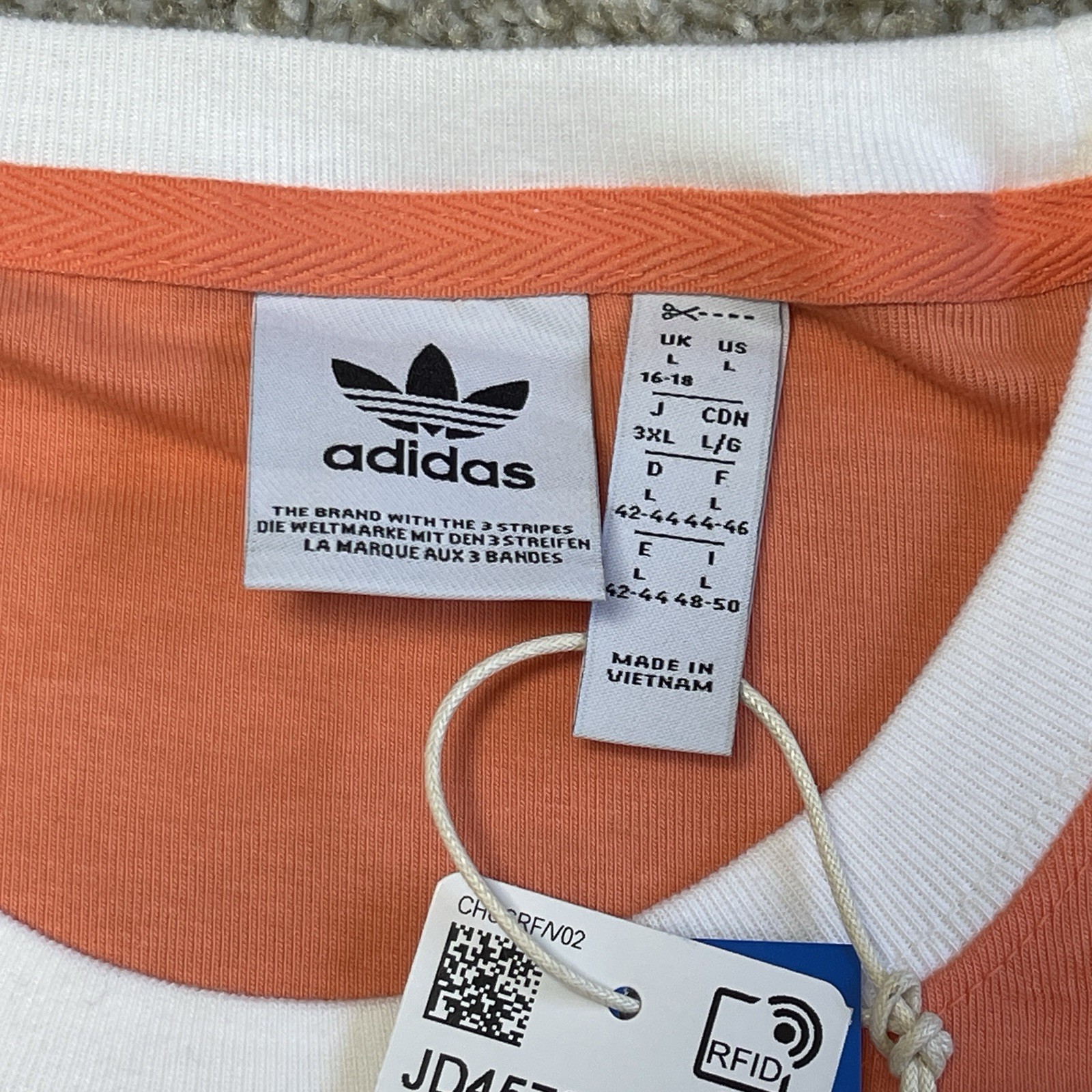 Adidas Originals Women’s Satin 3-Stripes Relaxed Tee T-shirt Orange Sz Large