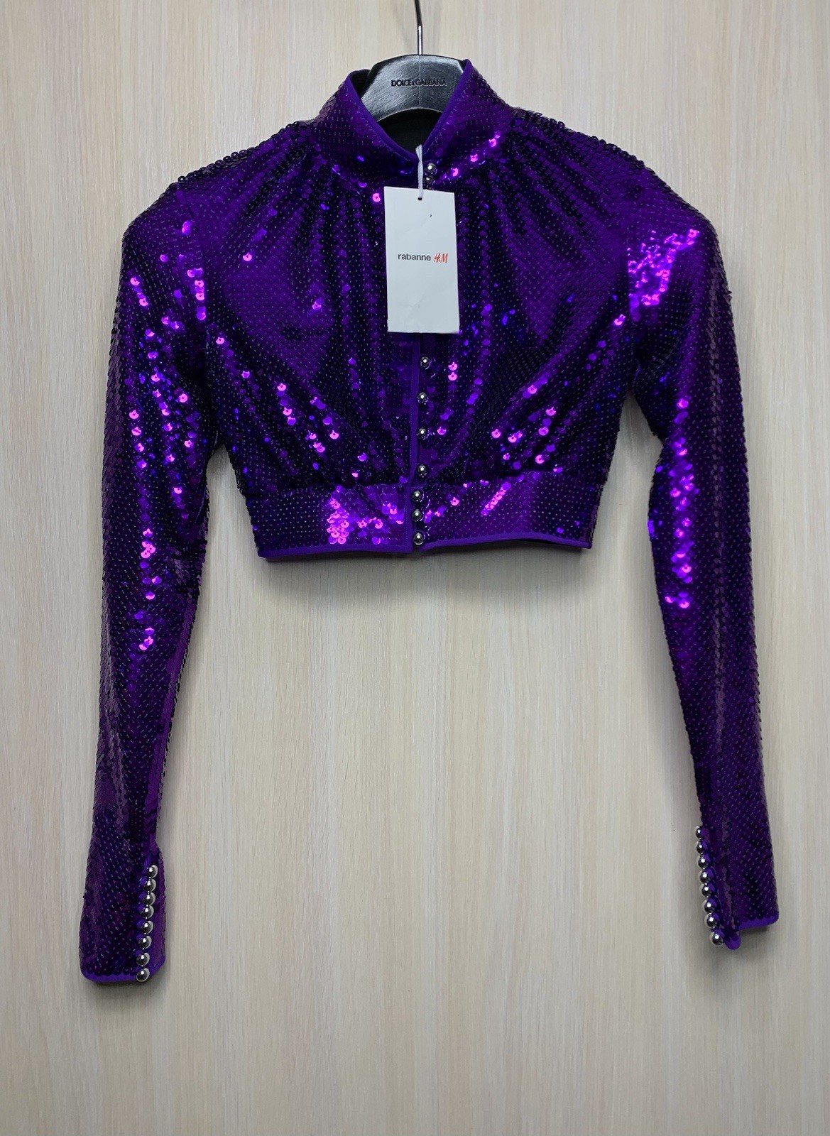 Paco Rabanne X H&M Purple Sequin Crop Top NWT Size XS