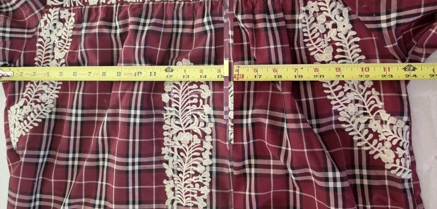 Layers Clothing Plaid Floral Embroidered Top Boho Chic Cottagecore SZ 2XL
