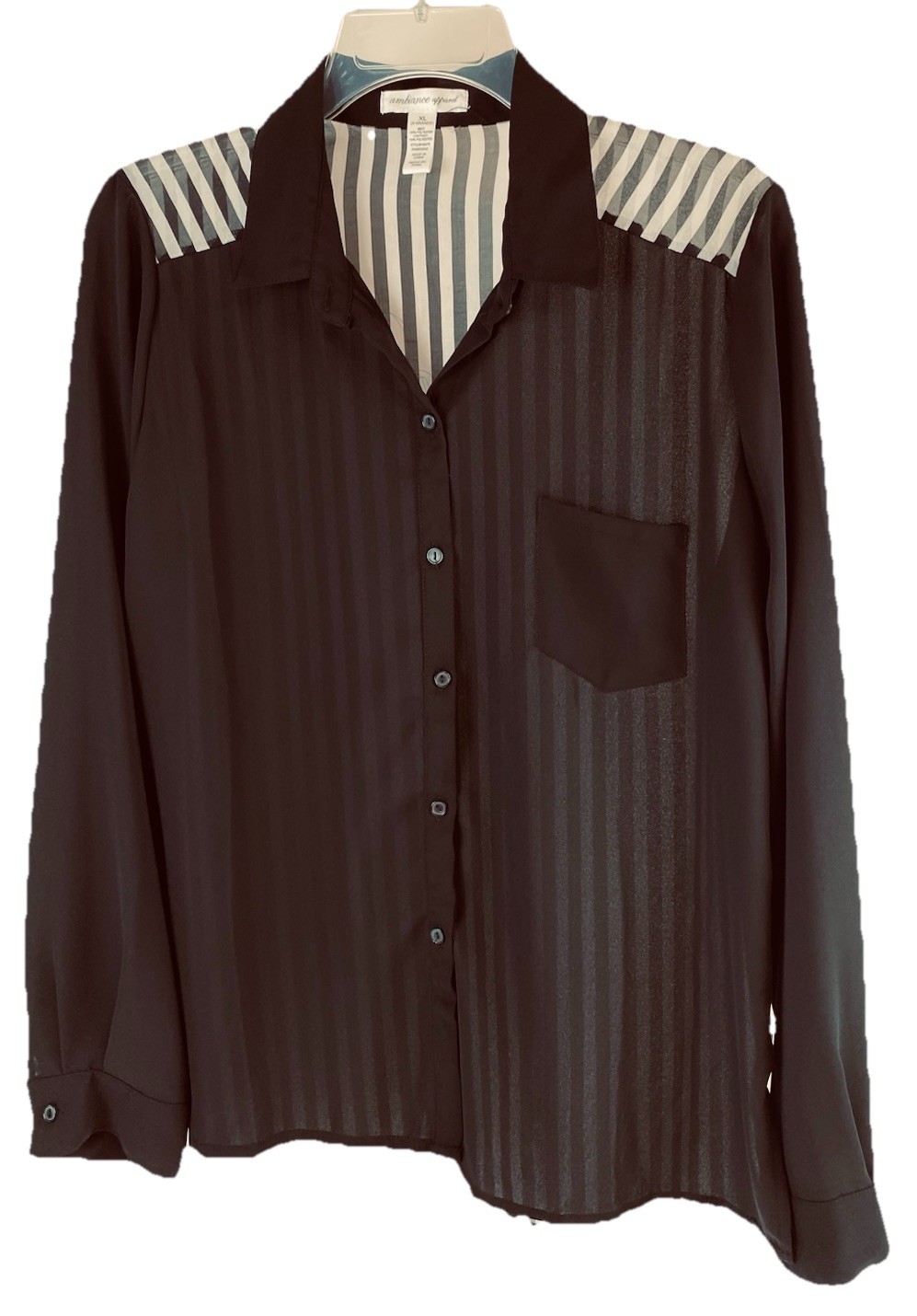 Ambiance Apparel Women’s Long Sleeve Sheer Blouse Size XL