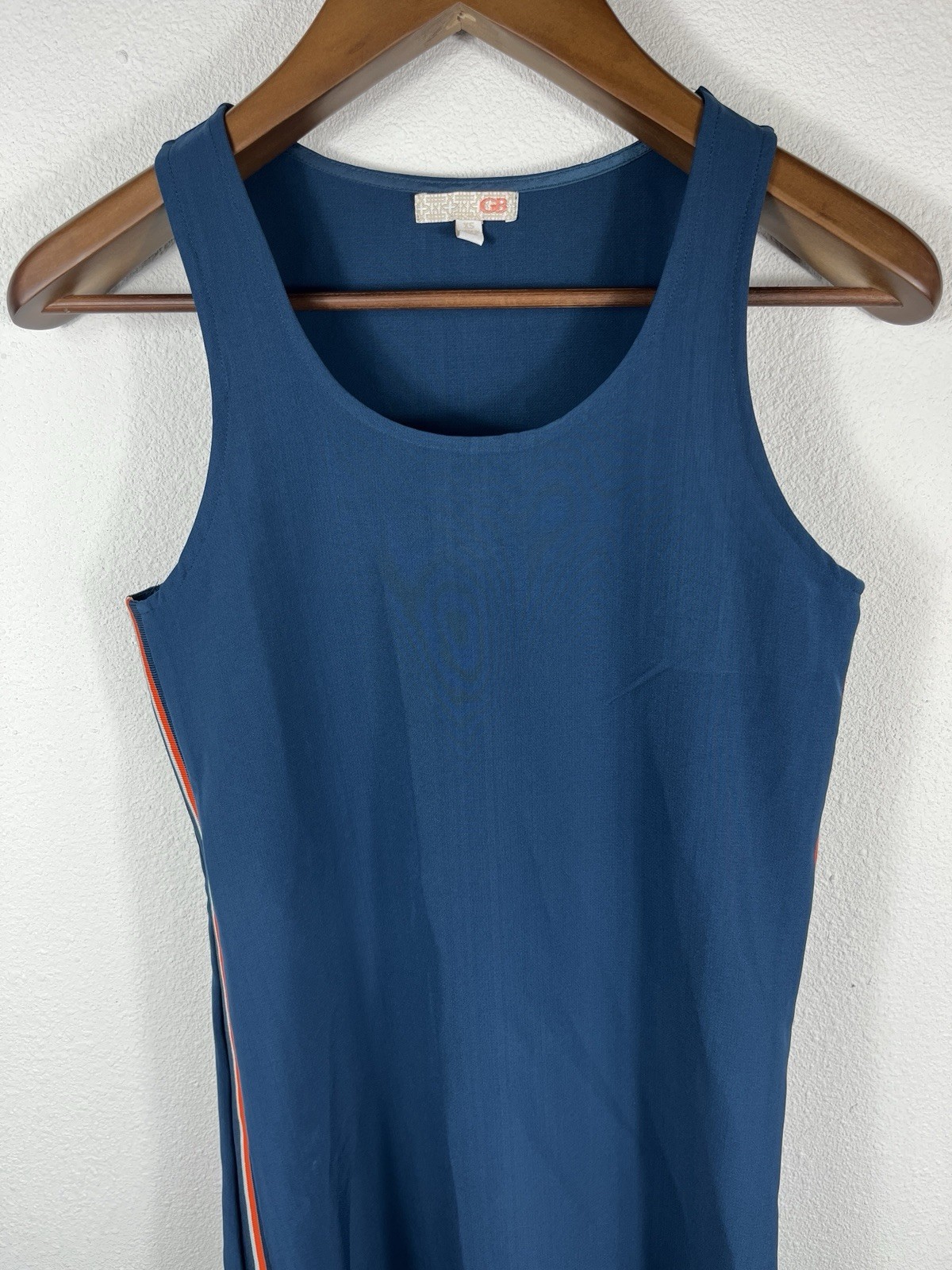 Gianni Bini Navy sleeveless tank red white XS orange piping along the side seams