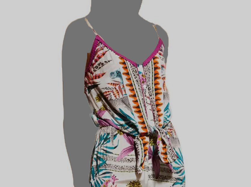 $340 Taj by Sabrina Crippa Women White Cape Button-Front Crop Tank Top Size M