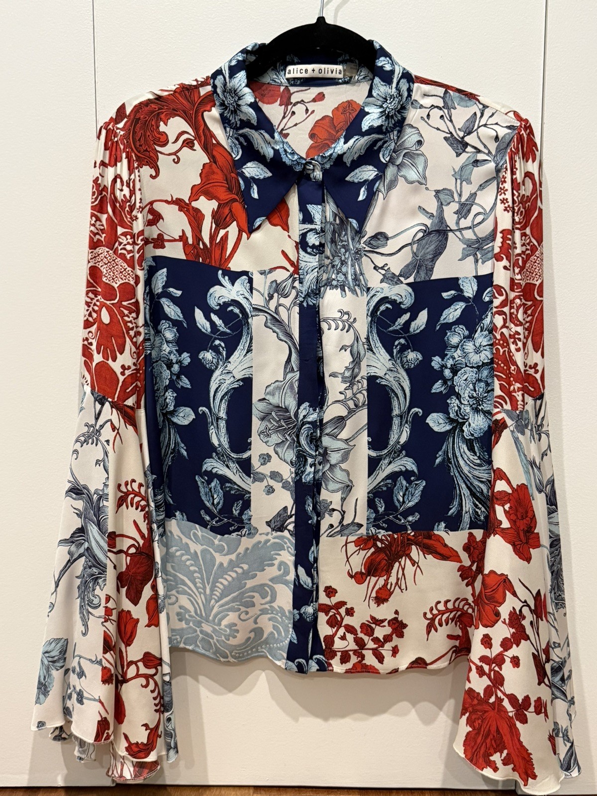 Alice & Olivia Willa Floral Bell-Sleeve Size L /XL US Vendor