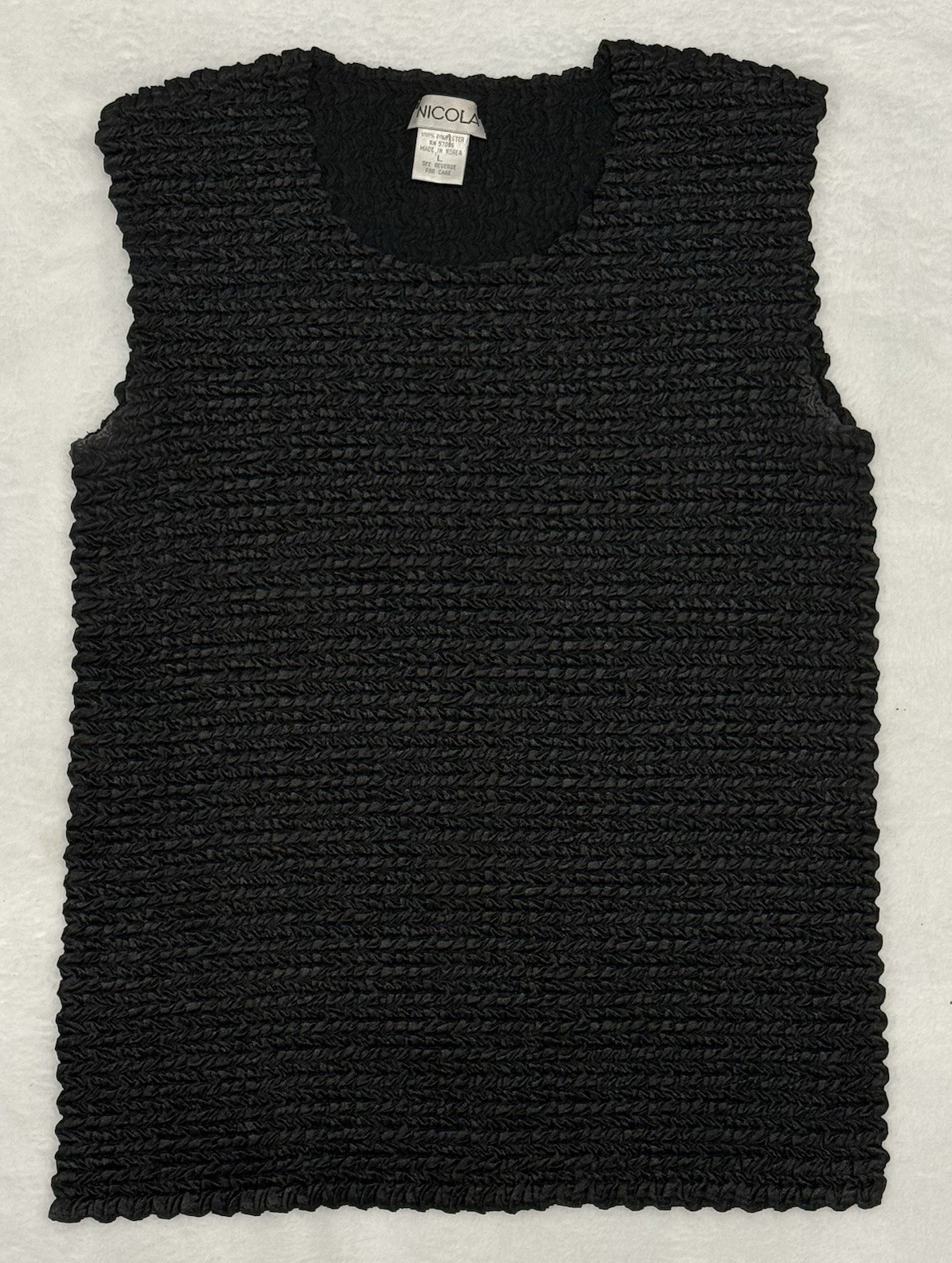 NICOLA Women’s Black Textured Knit Sleeveless Scoop Neck Sweater Vest L