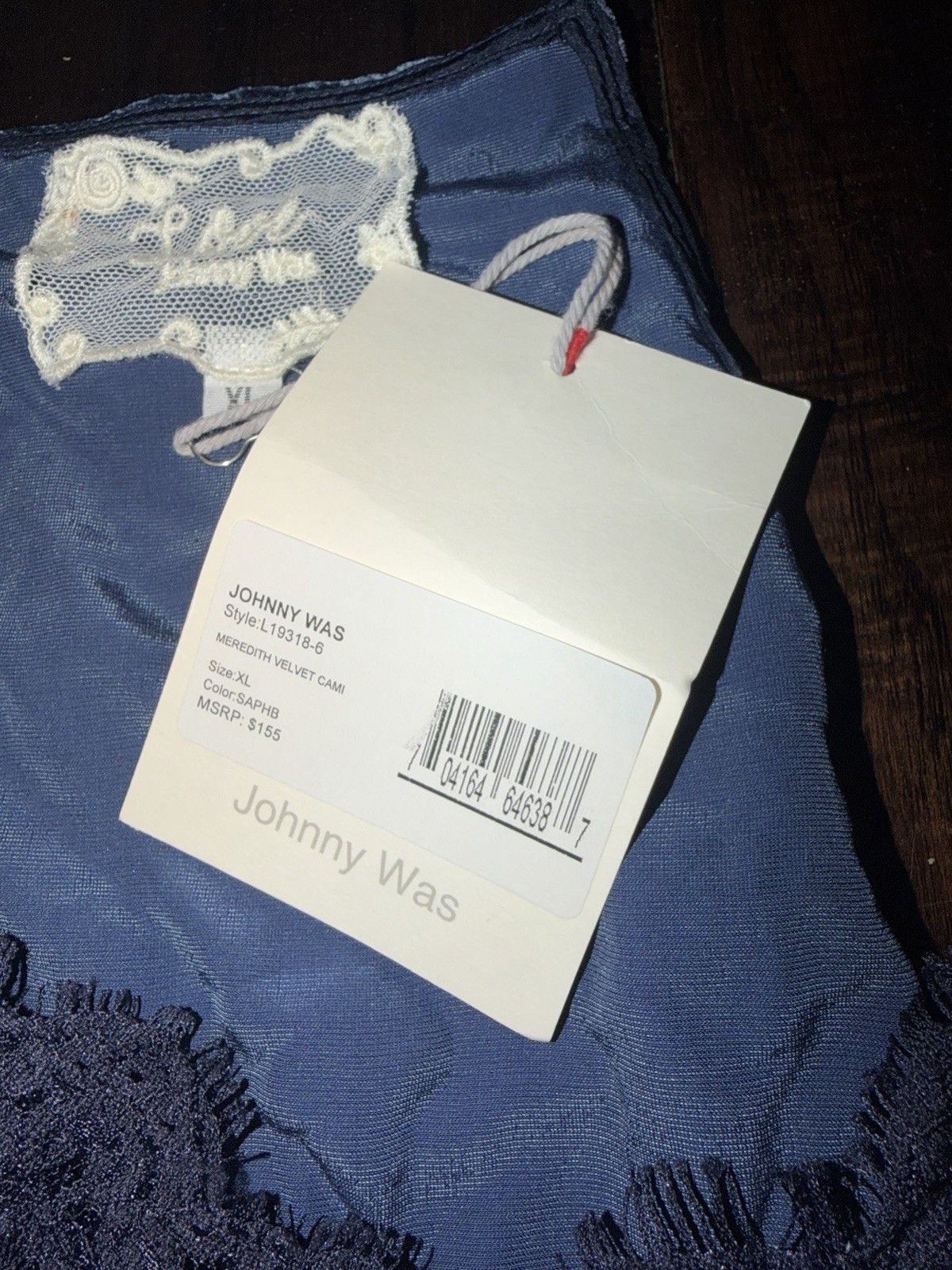 Love Johnny Was Meredith Velvet Cami Luxury Rayon Silk Cami XL