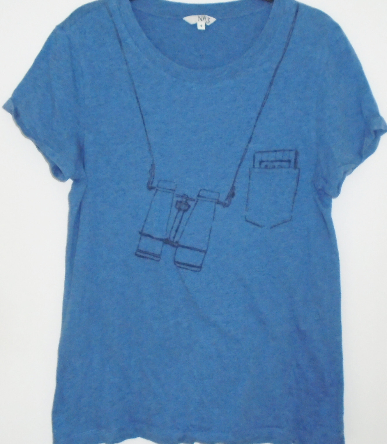 NW3 Hobbs Bird Watching Tee blue bird print top 100% cotton Size S good conditio