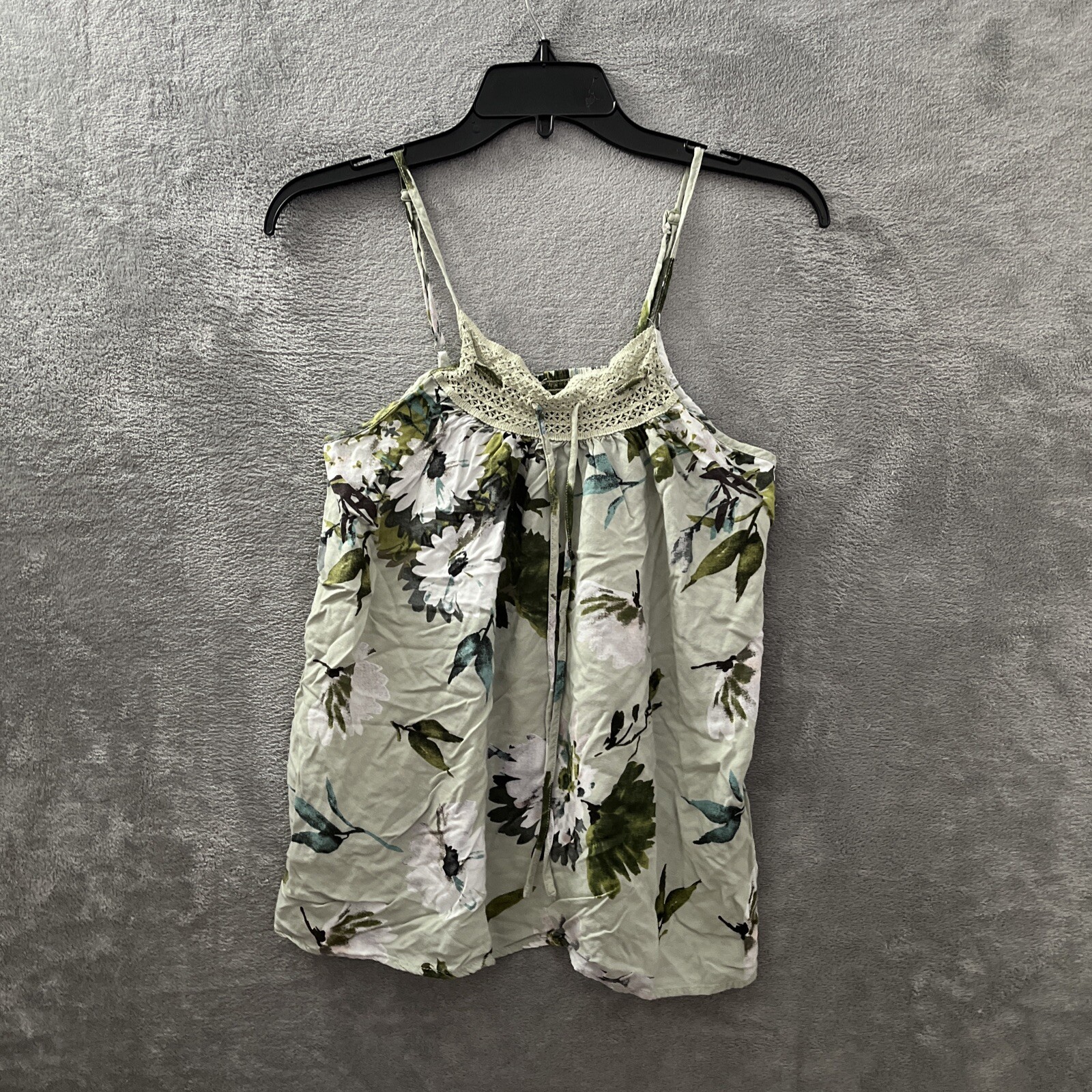 Japna Lounge Blouse Top Womans Large Floral Green Sleeveless V Neck Rayon