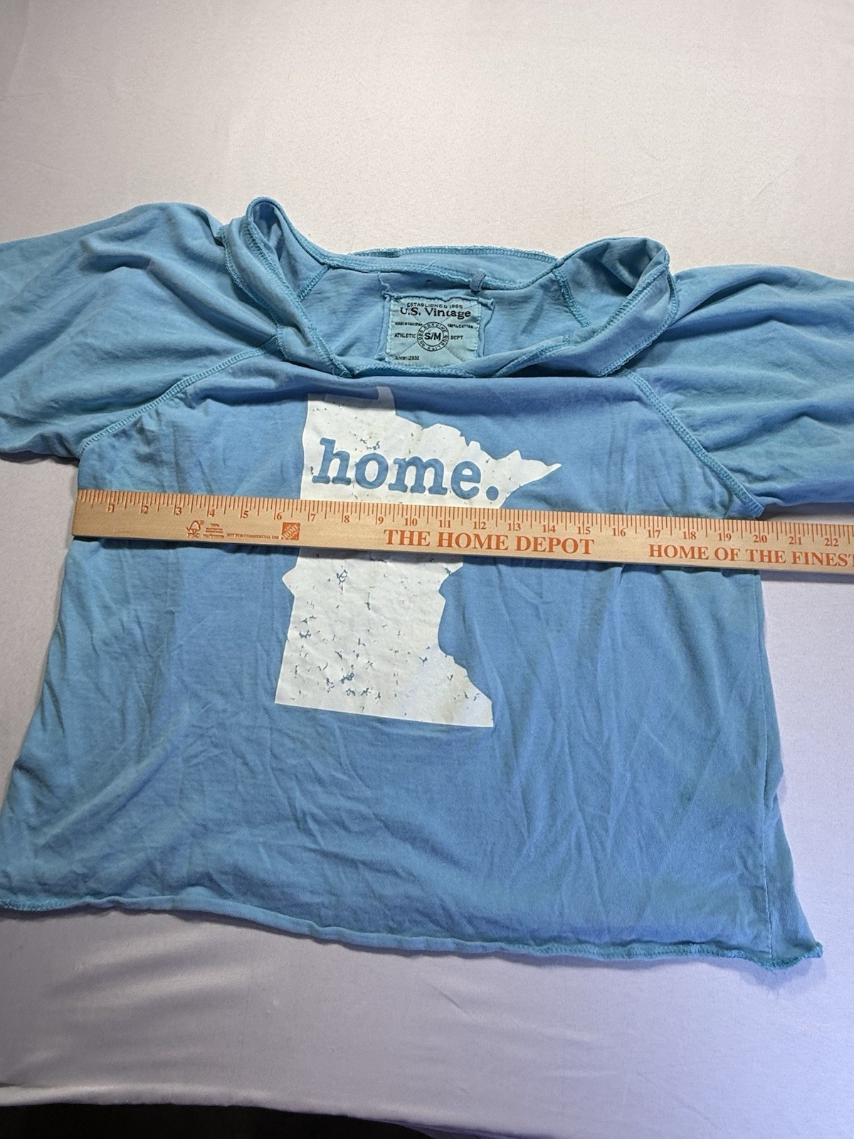 U.S. Vintage Women’s S/M Blue Scoop Neck Raglan Sleeve Cotton Minnesota Tee