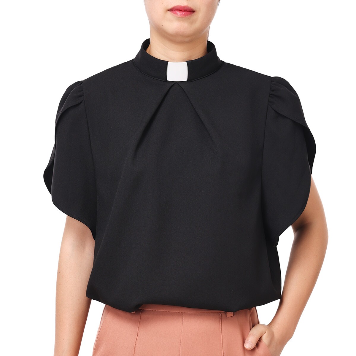 Clergy Shirt for Women Christian Church petal sleeve Tab Collar Priestess shirt