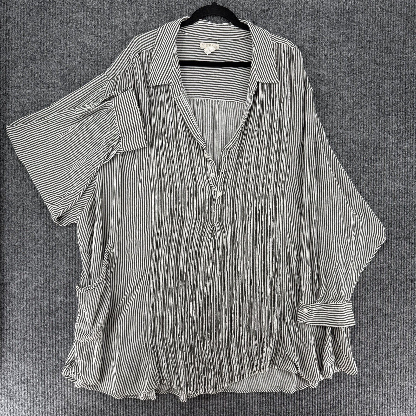 Festi by Torrid 5X oversized lagenlook striped tunic blouse /cover up boho artsy