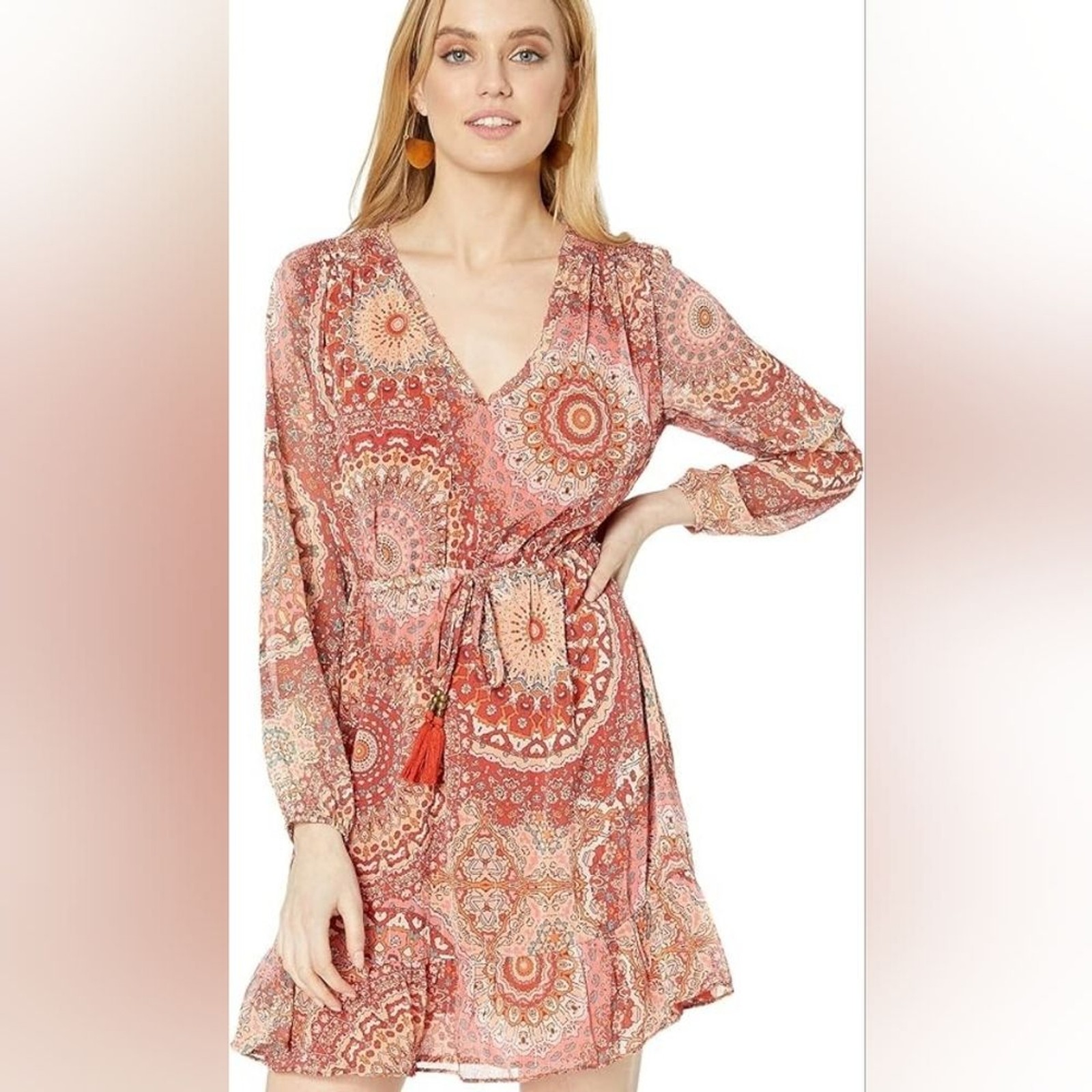 🔥 2/$10 3/$12 Amazon Paisley Print Women’s Dress Or Blouse – Orange