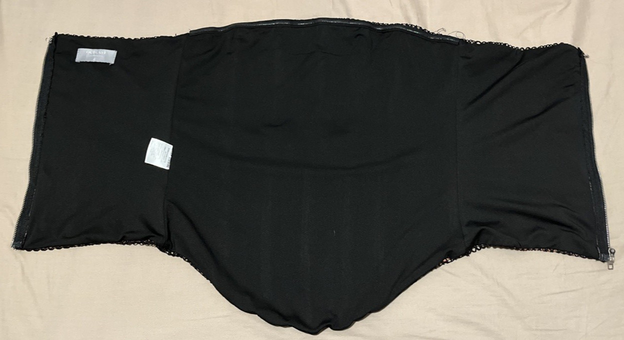 Outcast Clothing Corset Top Large Black Mesh on Russet Ombre Zip Up Festival