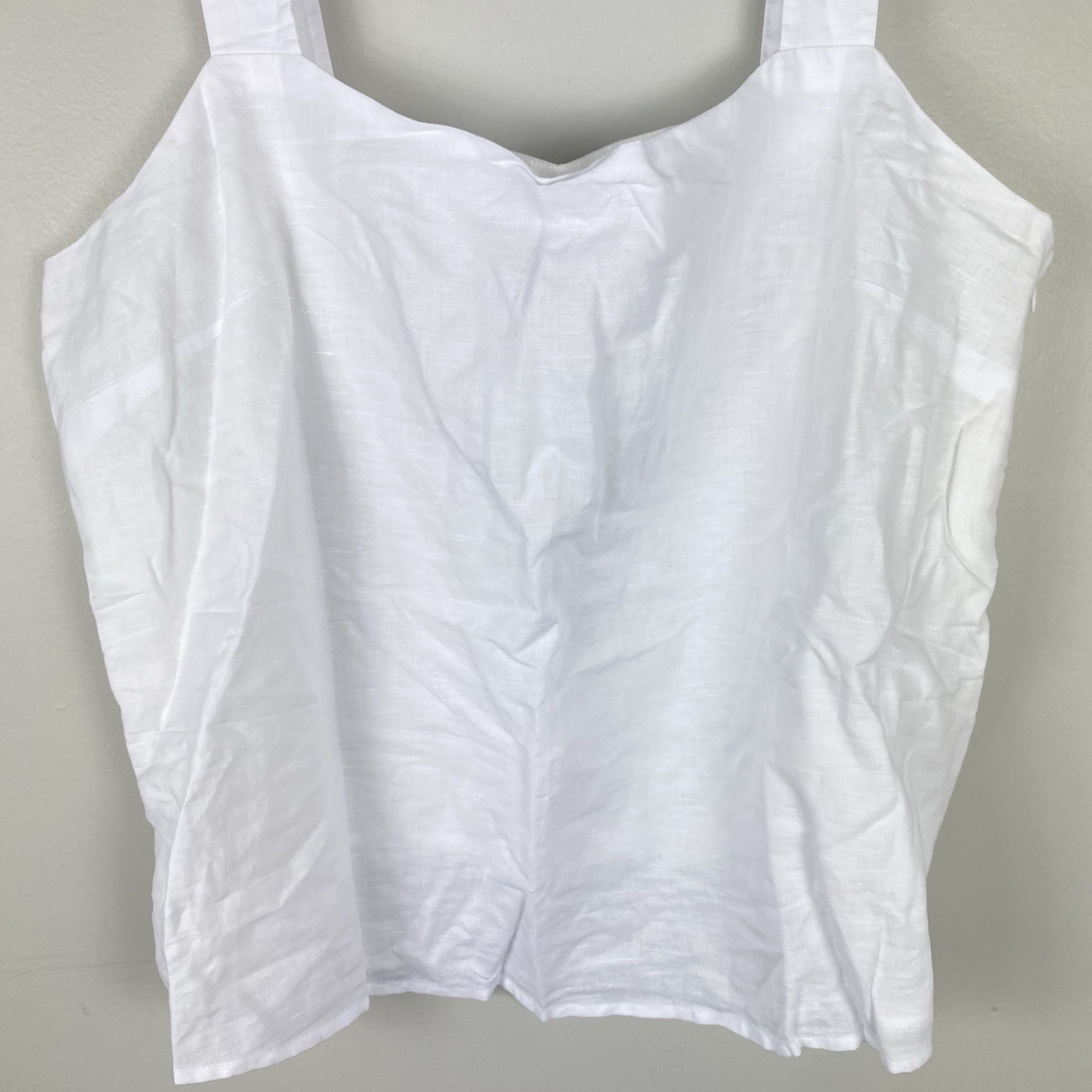 J Crew Linen Blend Top Sleeveless Sz XXL White NWT Coastal Beach Vacation