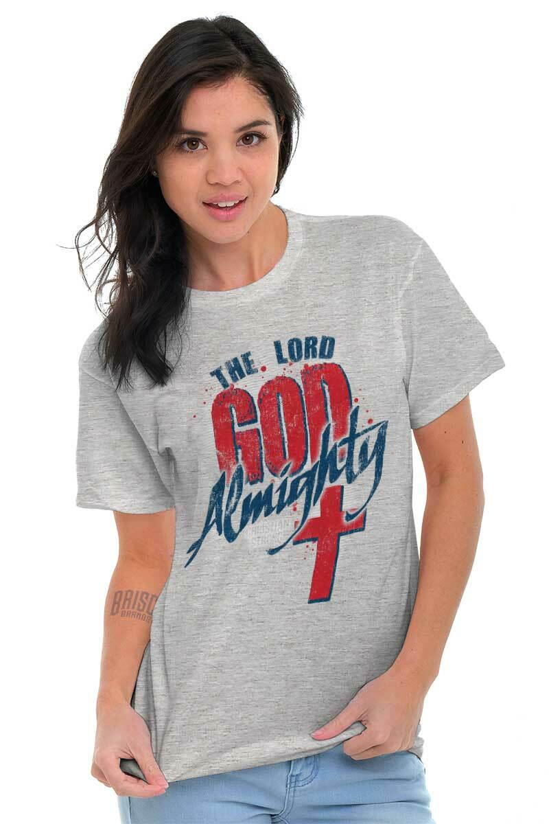 Christian Strong The Lord God Almighty Cross Womens or Mens Crewneck T Shirt Tee
