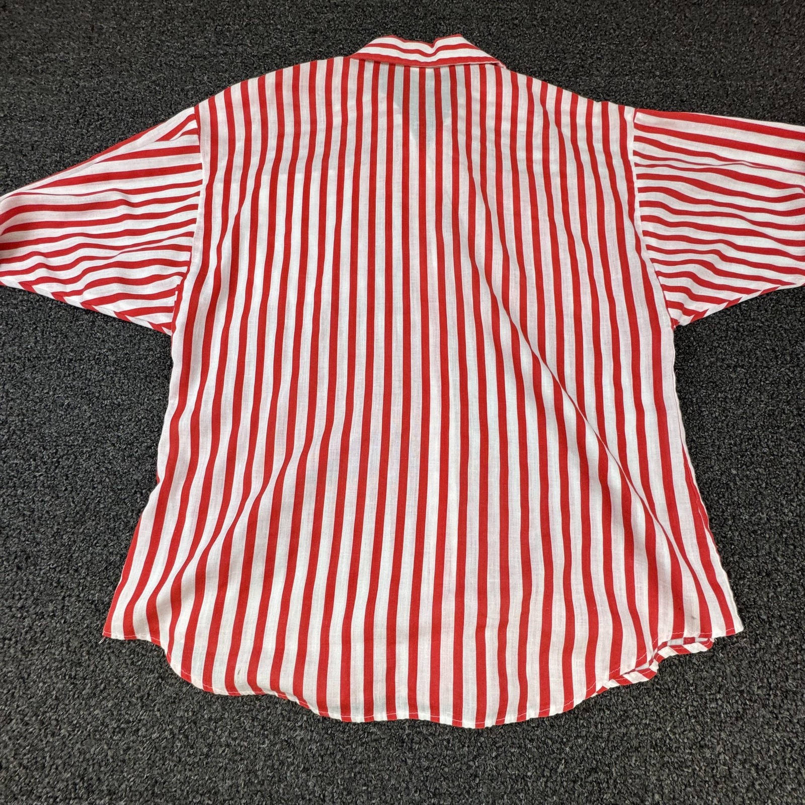 Vtg Gazelle Button-Up Tunic Womens M Red Striped 100% Cotton Lightweight Pockets