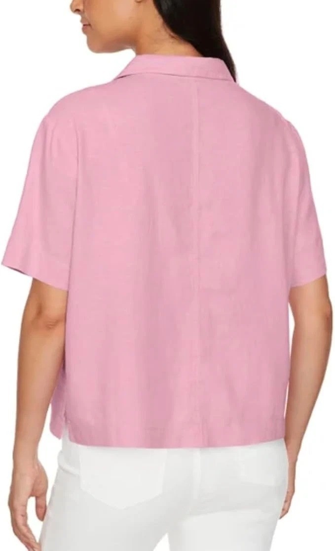 NWT Buffalo David Bitton Women’s M Linen Blend Short Sleeve Utility Pink C0718