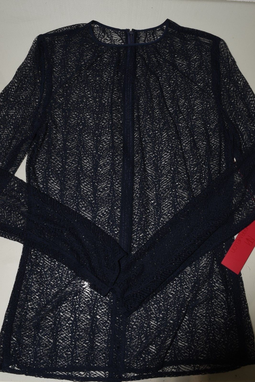 $495 NEW Tamara Mellon Lace Top With Cami Blouse Tank Navy Blue 4 6