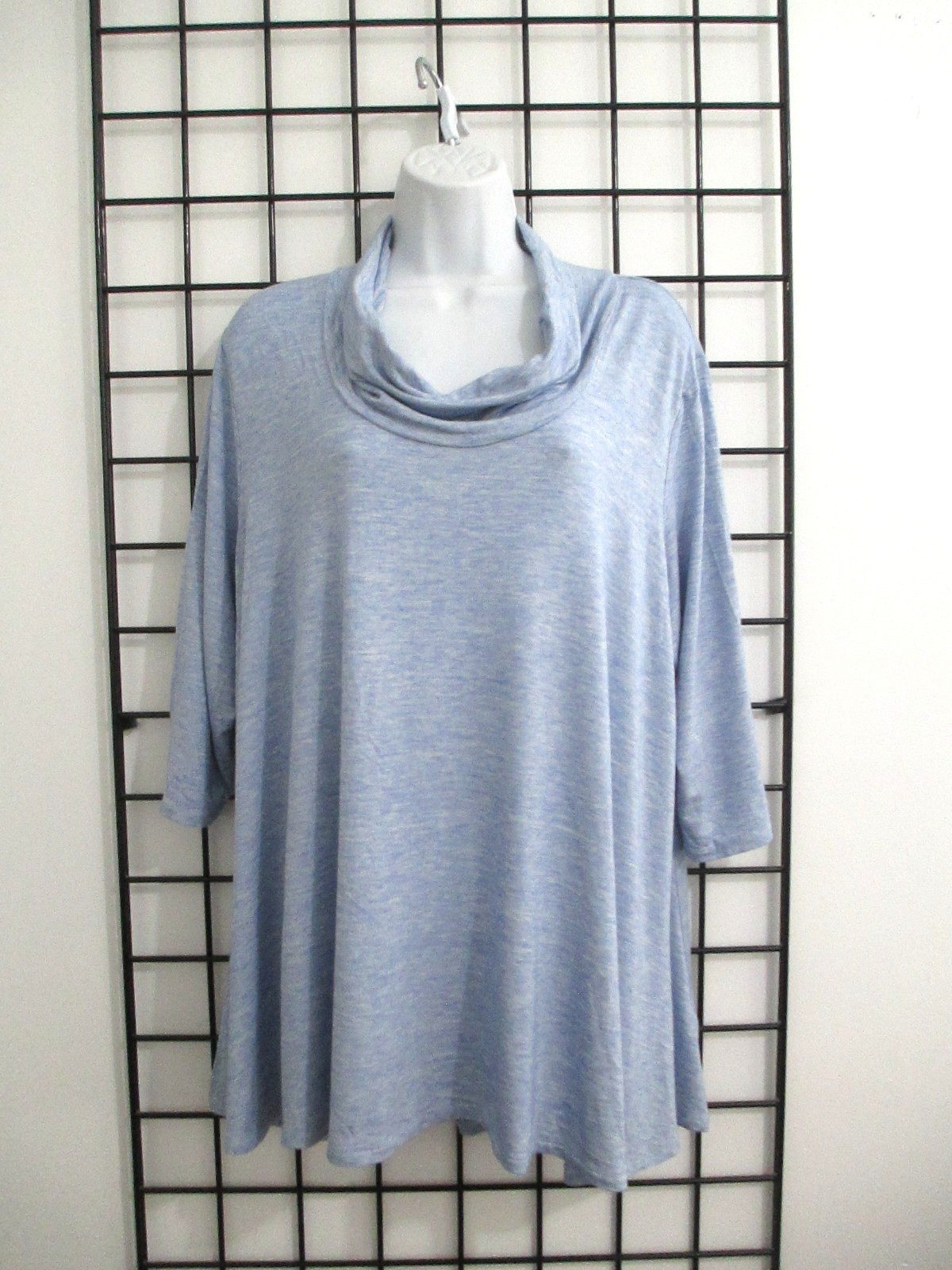 “NEW” TAHARI / ORG $58 🌸 2XL==LIGHT BLUE / POP OVER / STRETCH KNIT TOP