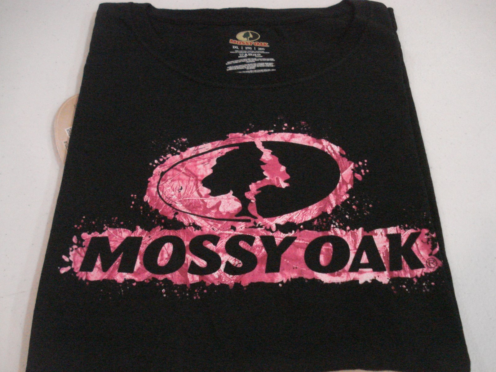Mossy Oak Women’s Short Sleeve T-Shirt Various Sizes NEW Black with Pink Logo