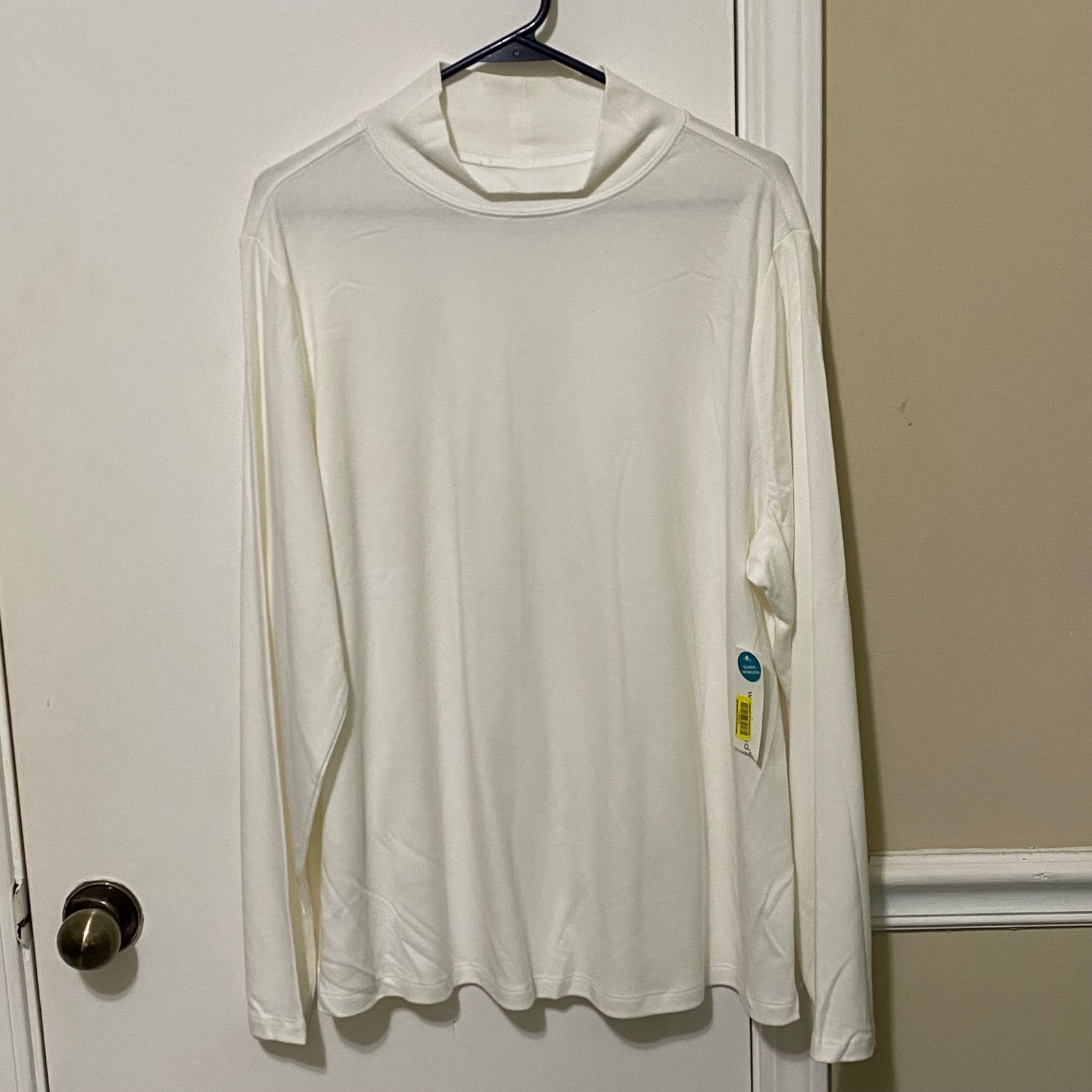 Westbound Woman Mock Neck Pullover 2X White Layering Piece Spring Office Casual