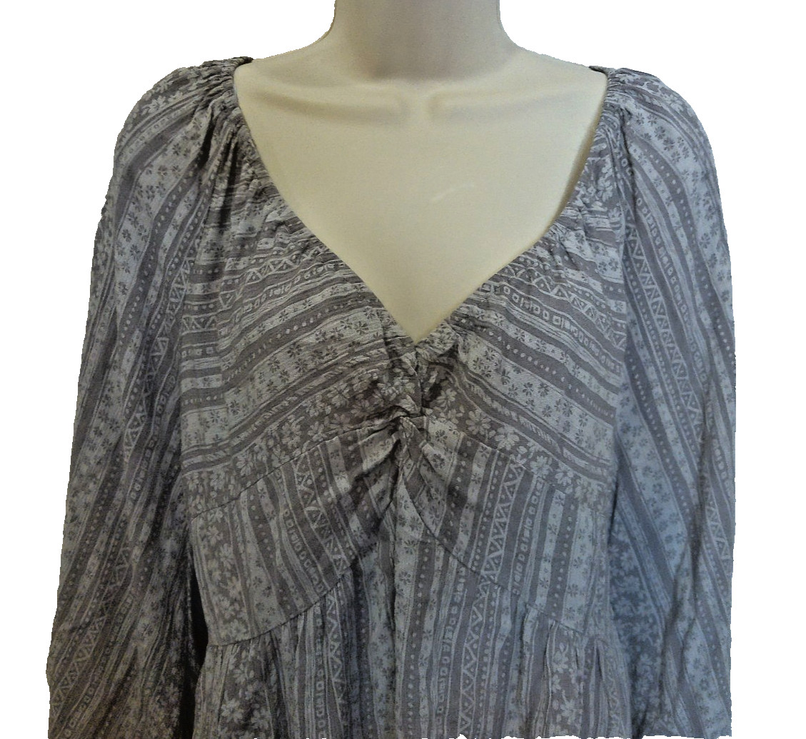 Oddy Women’s Medium Lightweight Babydoll Long Sleeve Boho Blouse Top