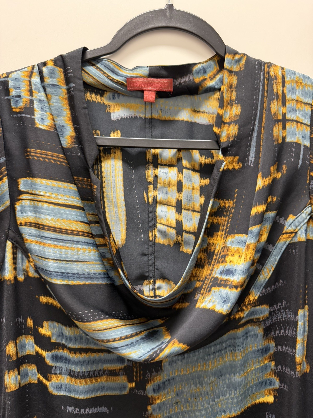Anthropologie One September Blouse Women’s Medium Cowl Neck Geometric Boho Chic