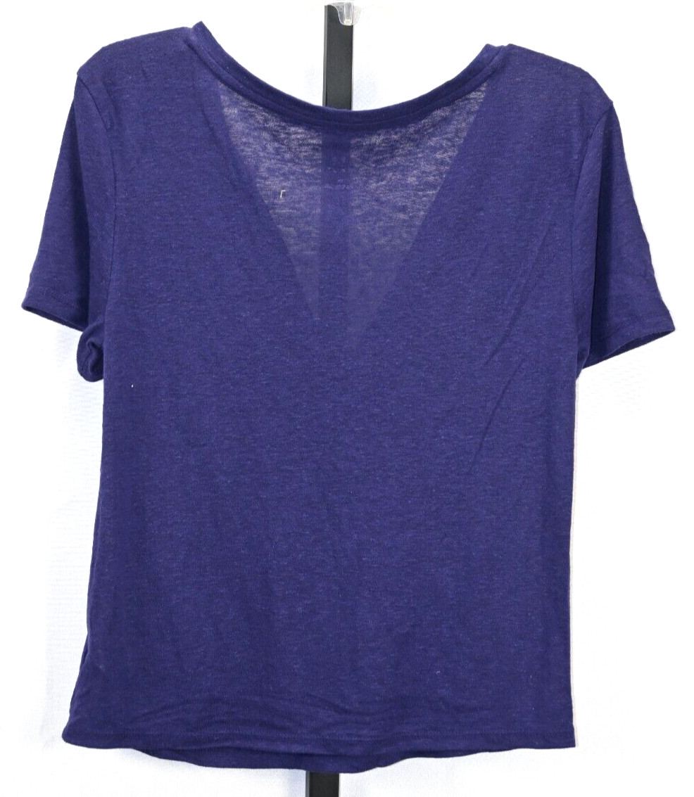 A New Day Navy Blue Pullover Short Sleeve Top NWT Size S Polyester & Linen