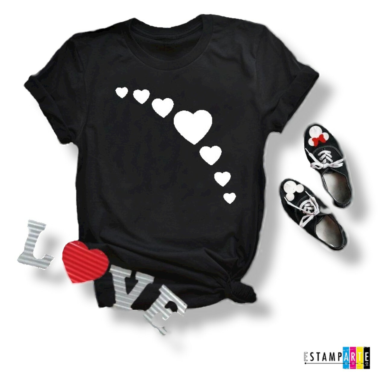 T-SHIRT WITH CUTE HEART THE T-SHIRT IS CUSTOMIZED ON REQUEST IN VARIOUS COLOR 36