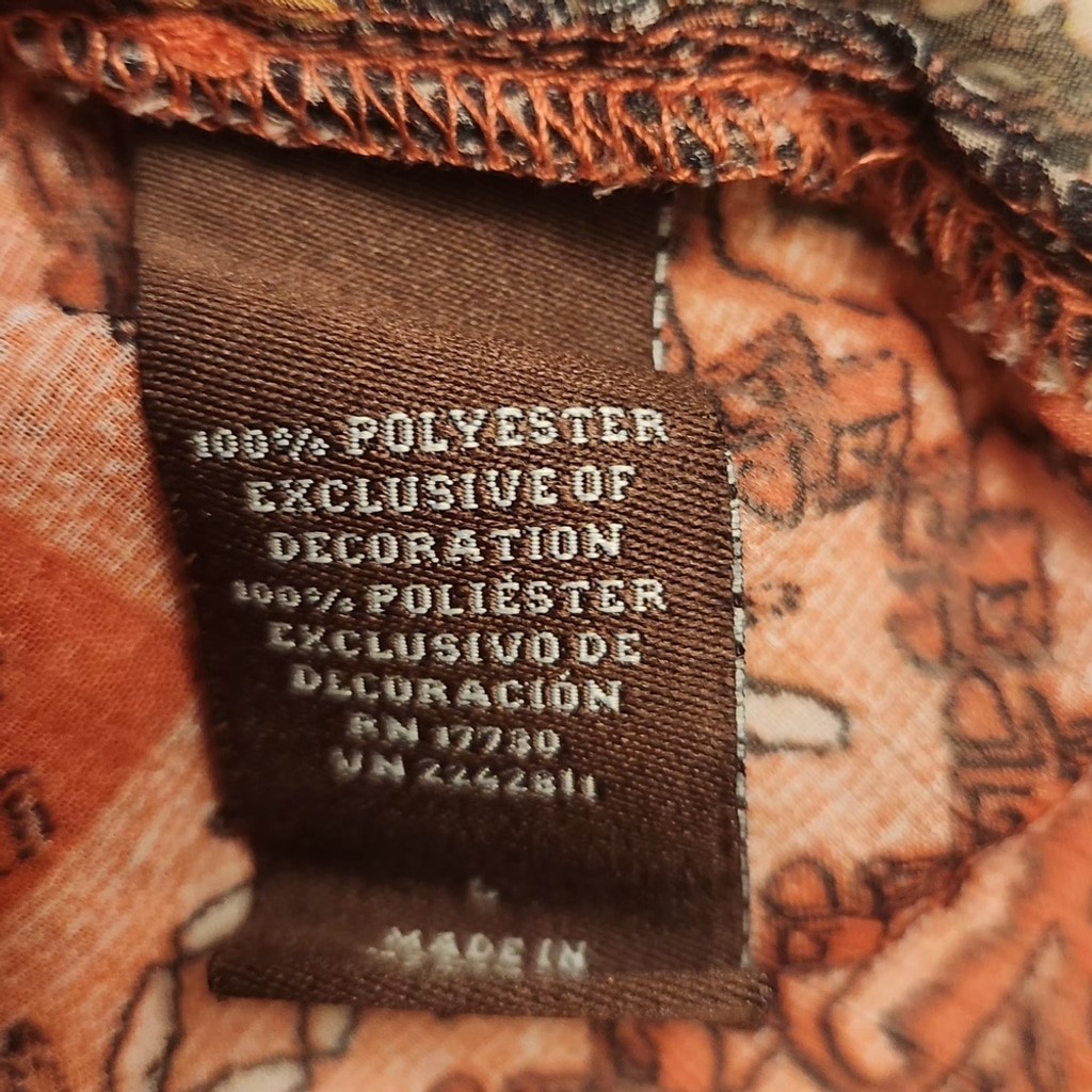 Knox Rose Ethnic Patterned Tunic in Coral Browns Gray Sz: S Oversized Flowy Boho