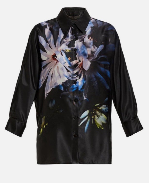 Marina Rinaldi Begonia Anthracite/lime Silk Satin Shirt Plus Size 18 MSRP $1155