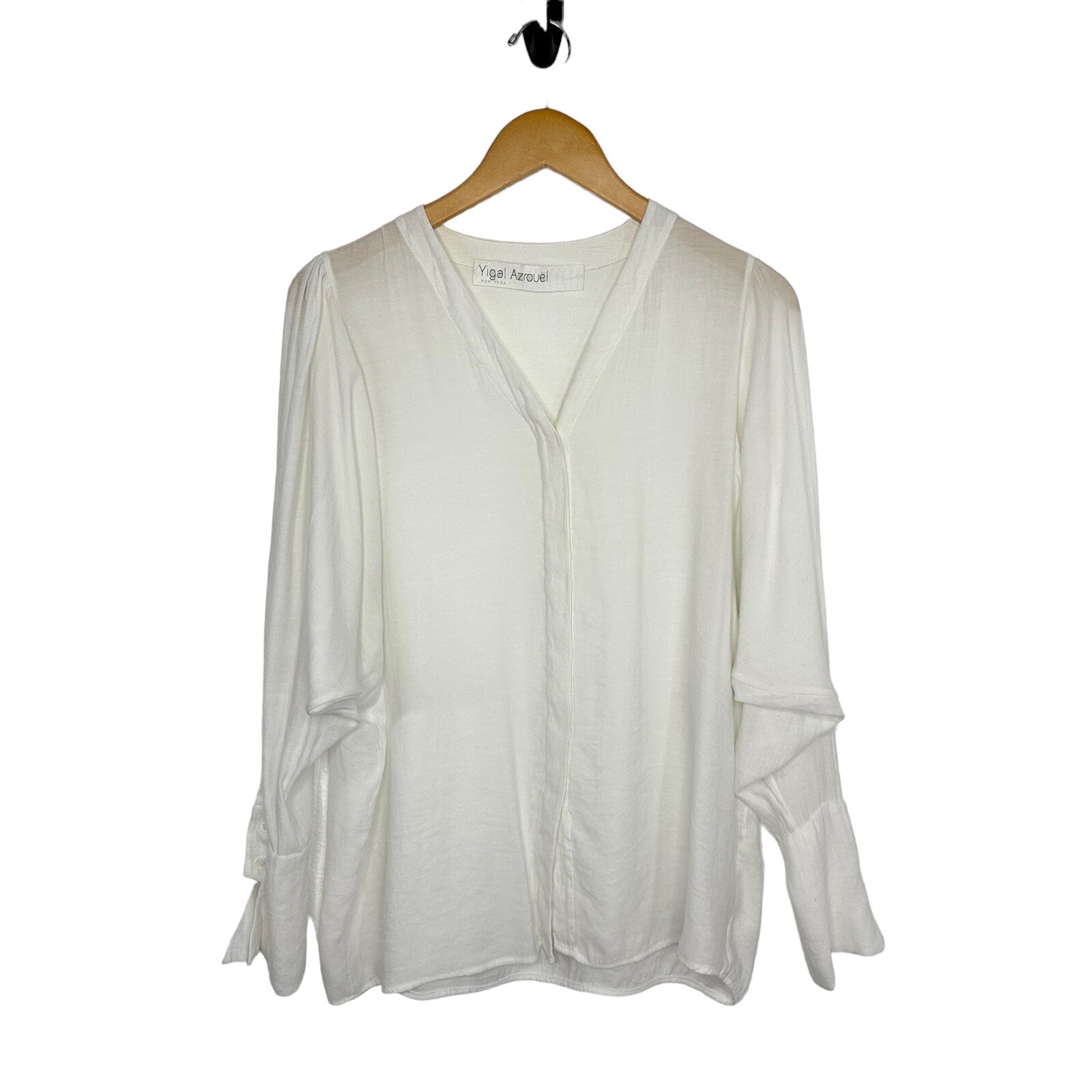 Yigal Azrouel Womens Button Up Blouse Top Size 4 US 10 White Long Dolman Sleeve