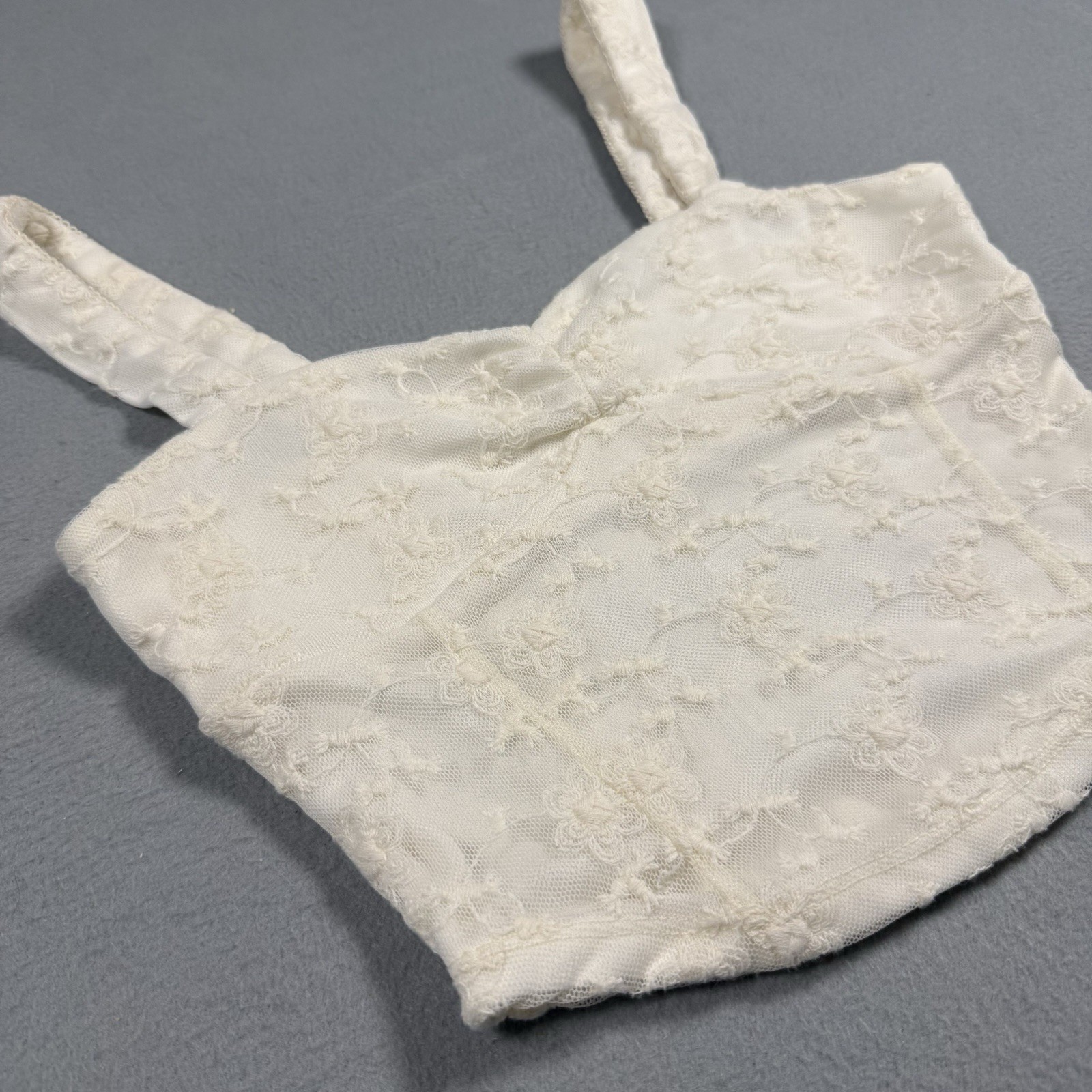Thirty/Thirty LA Ivory Lace Corset Bustier Crop Top Sweetheart Sz XS