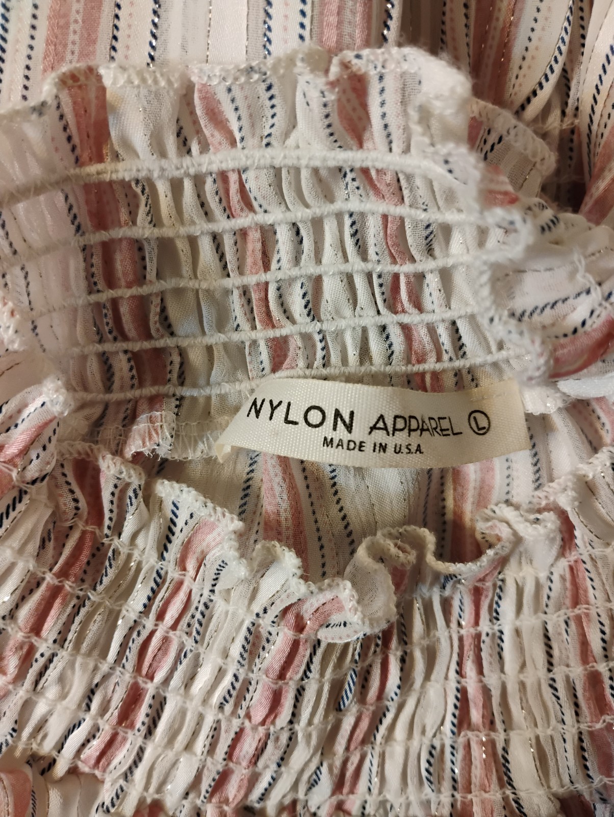 Nylon Apparel Blouse Junior Girl Size Large Color White and Pink