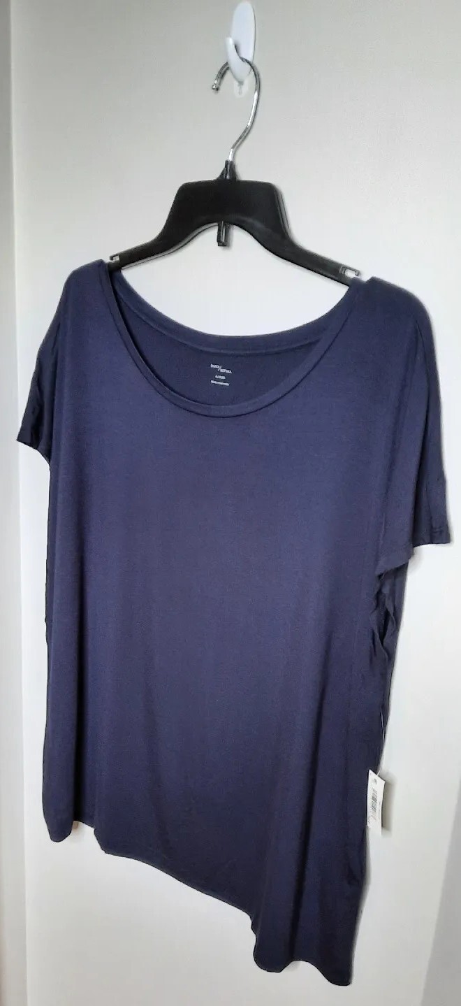 Daily Ritual Womans Short Sleeve T-Shirt Size XL Dark Blue Basic Stretch NWT