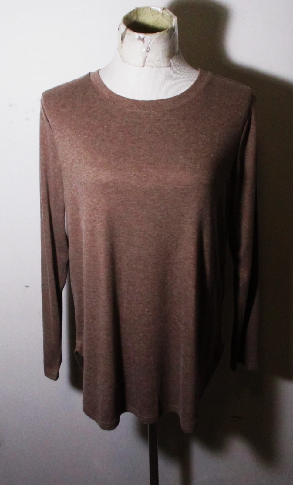 XIEERDUO Brown Rayon Stretch Long Sleeve Top Women’s Size L NWT