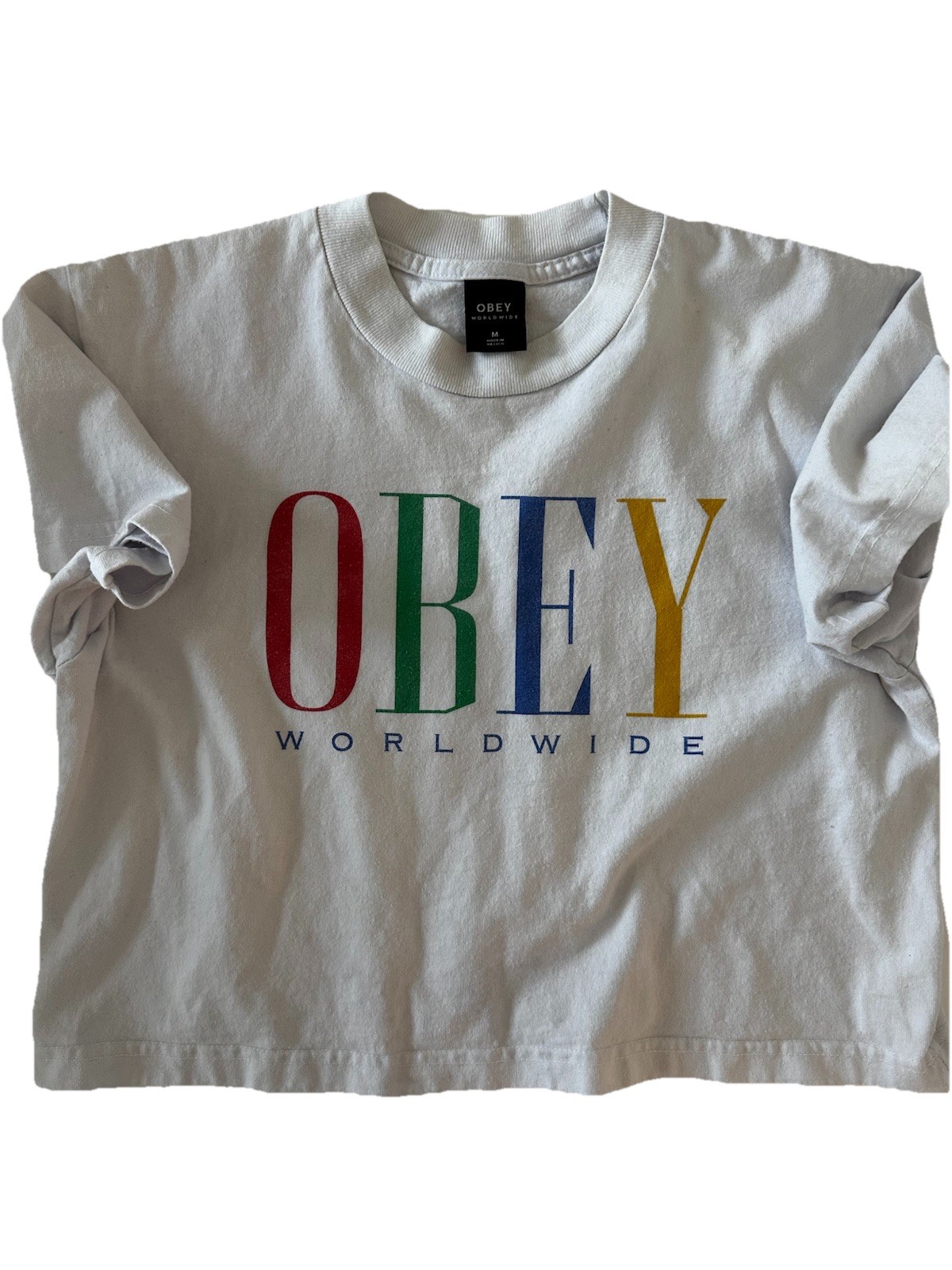 Obey Worldwide Women’s Chess King Crop Top T-Shirt Size Medium 100% Cotton