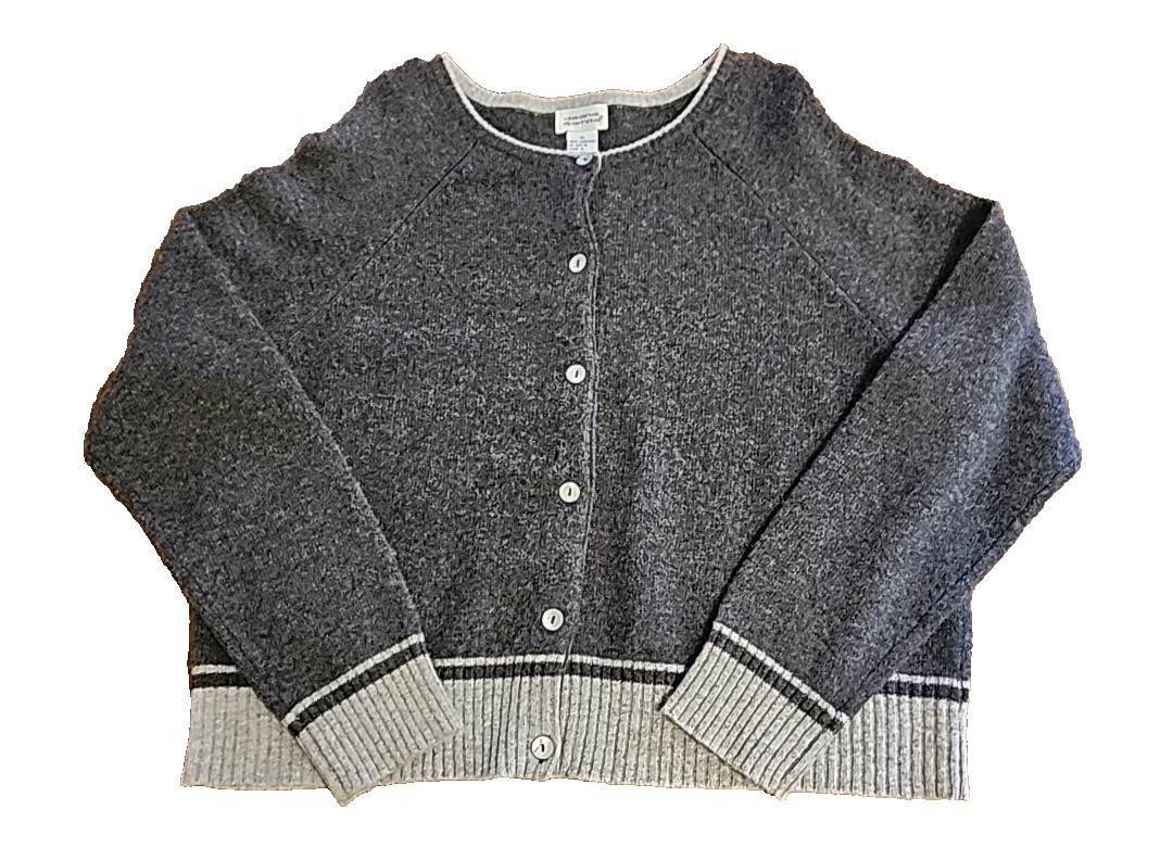 Deane & White Women’s Size XL Two Tone Gray Button-up Sweater 100% Lambs Wool