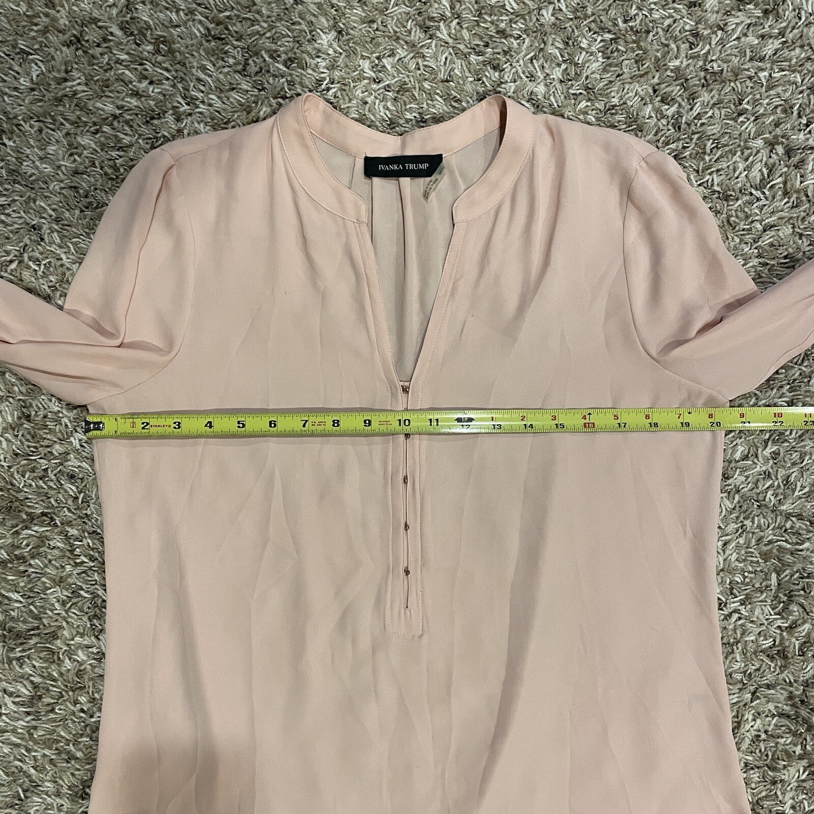 Ivanka Trump Rose Pink Dressy Long Sleeve Blouse Women’s M Half Clasp Button