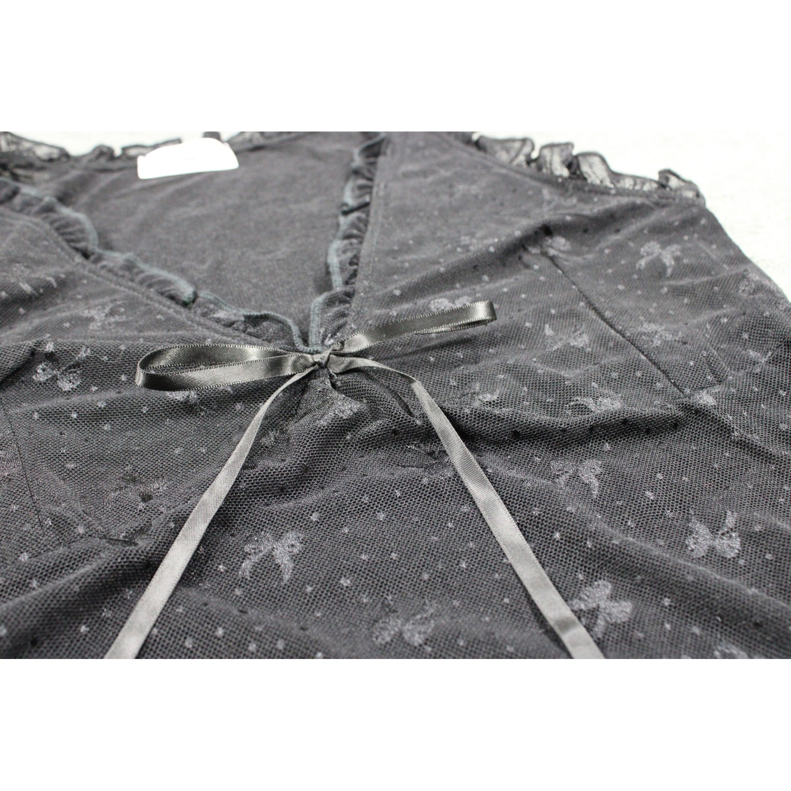 Electric Behaviour Black Mesh Bow Butterfly Ruffle Tank Top Coquette Medium