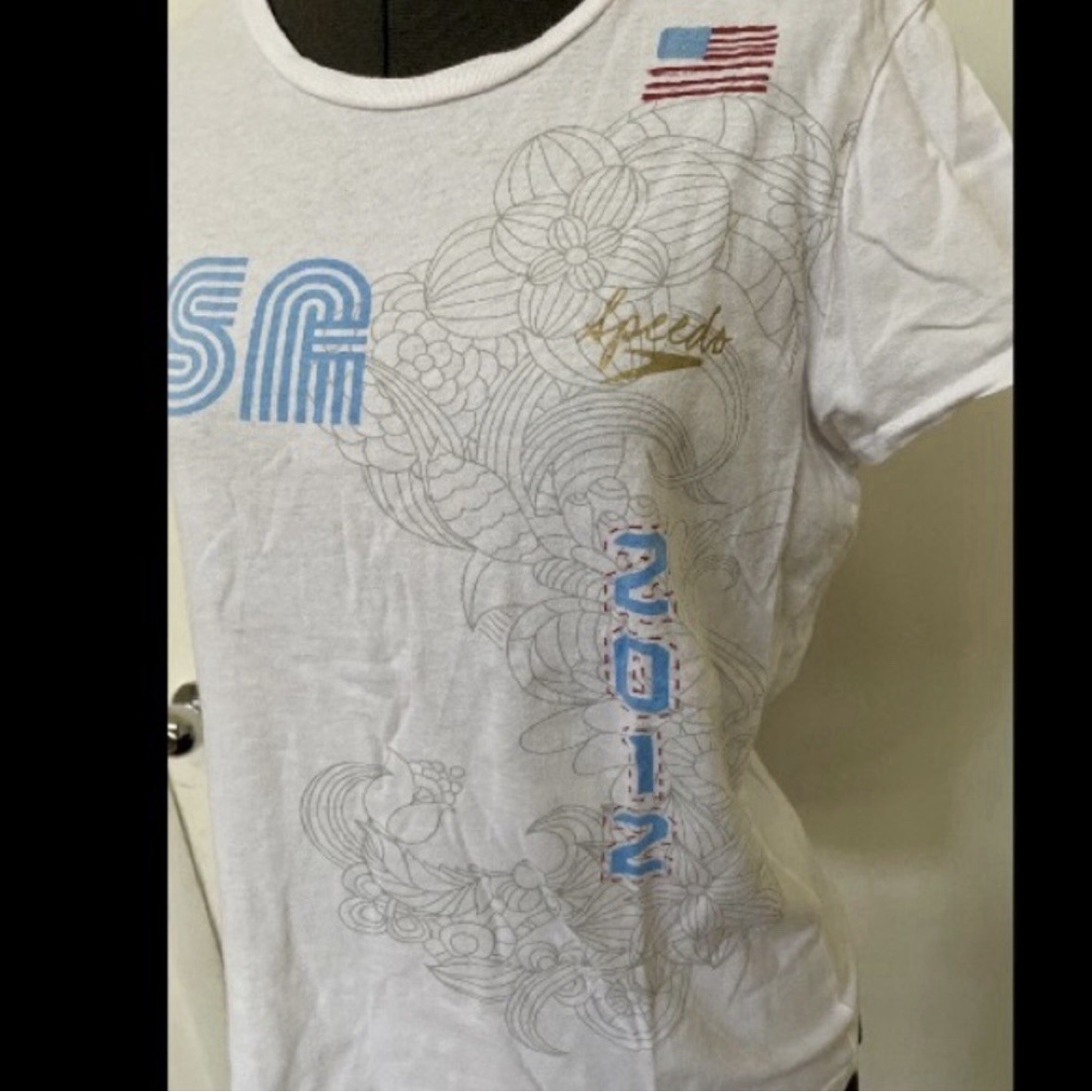 RARE 2012 LONDON SUMMER OLYMPICS SPEEDO TSHIRT NATALIE COUGHLIN TEAM USA M EUC